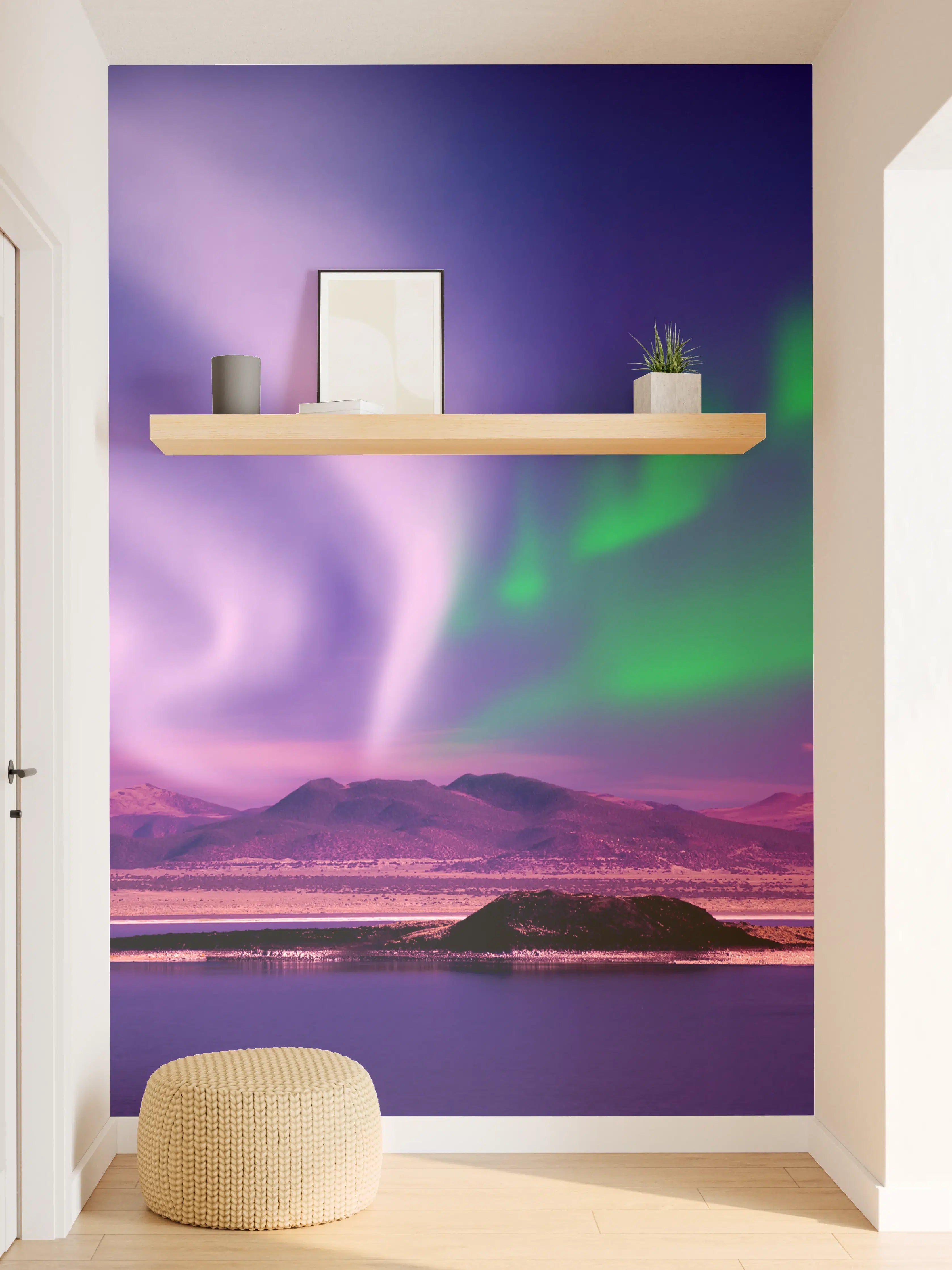 Wandverkleidung Flur - Nordlichter über abgelegener Landschaft