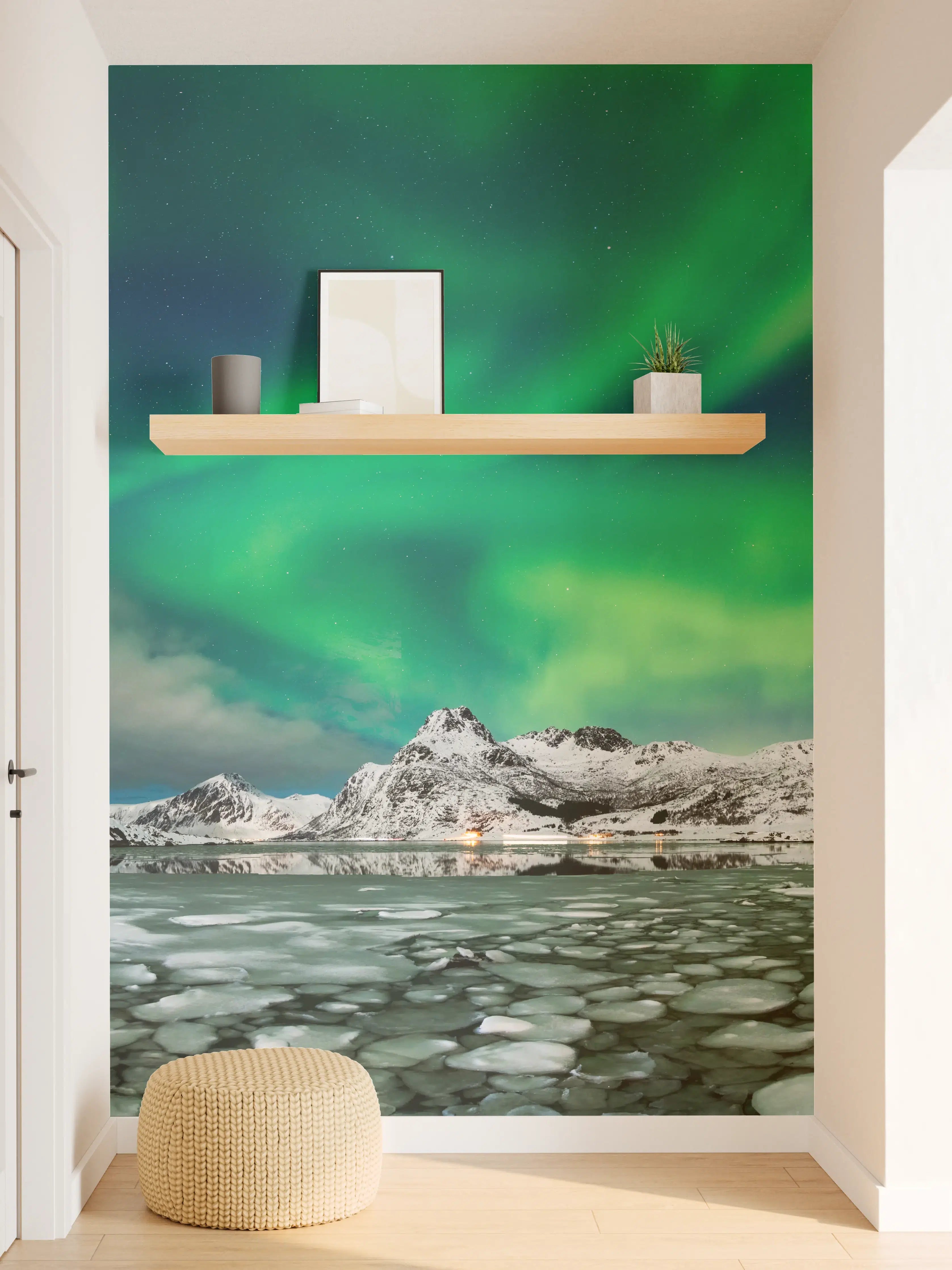 Wandverkleidung Flur - Nordlichter über arktischer Küste