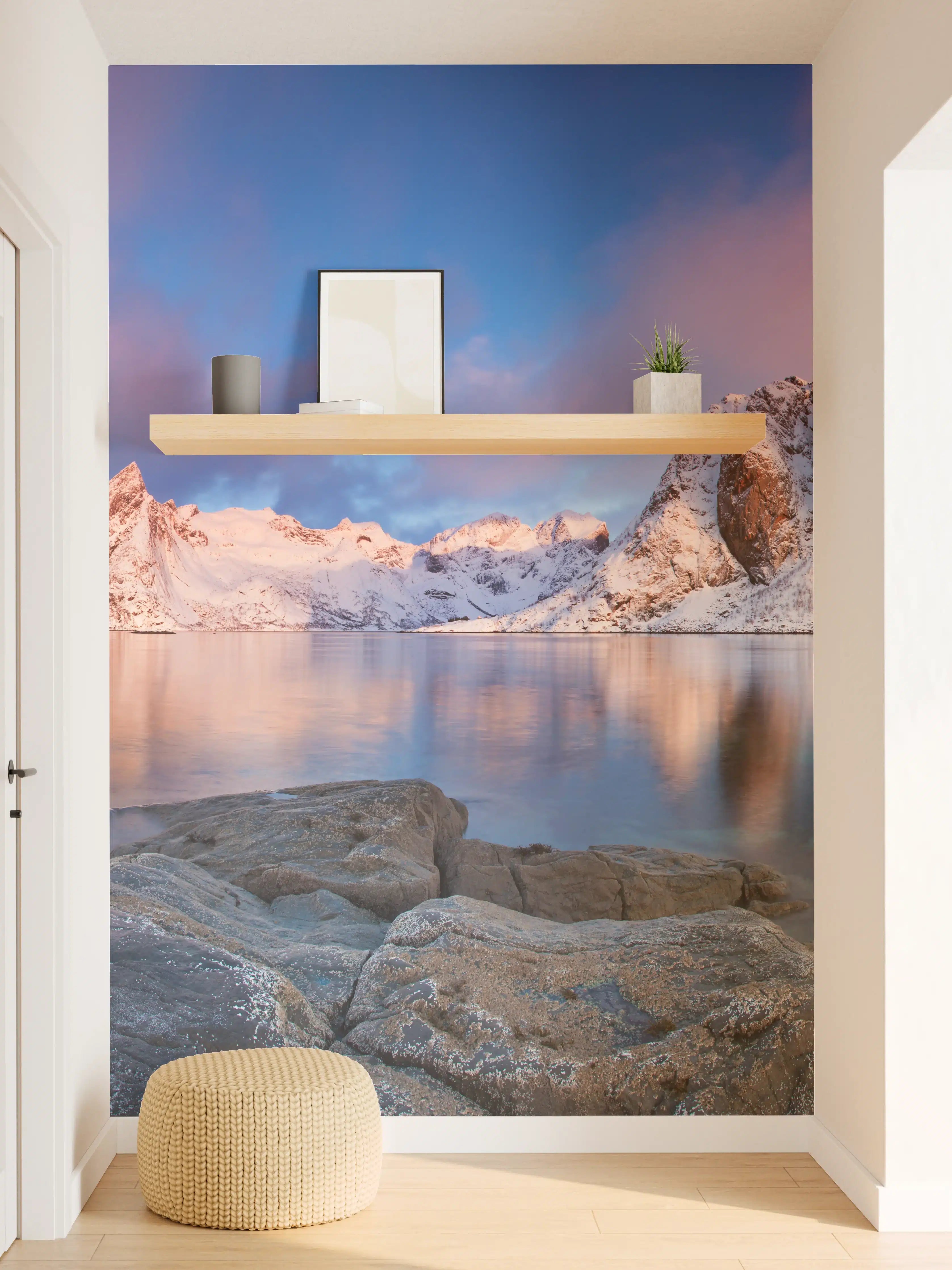 Wandverkleidung Flur - Norwegische Küste Blau-Rosa