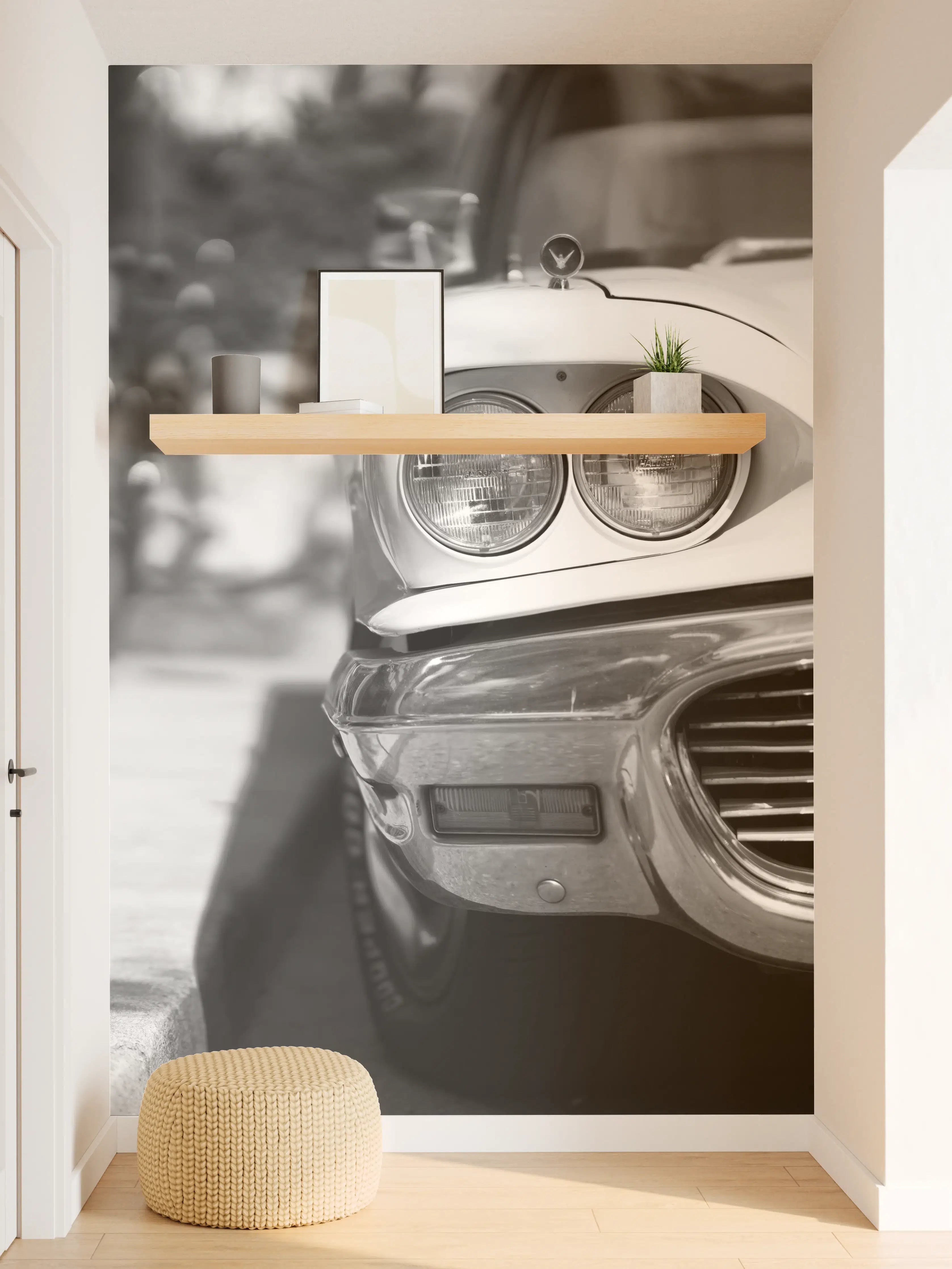 Wandverkleidung Flur - Oldtimer-Scheinwerfer