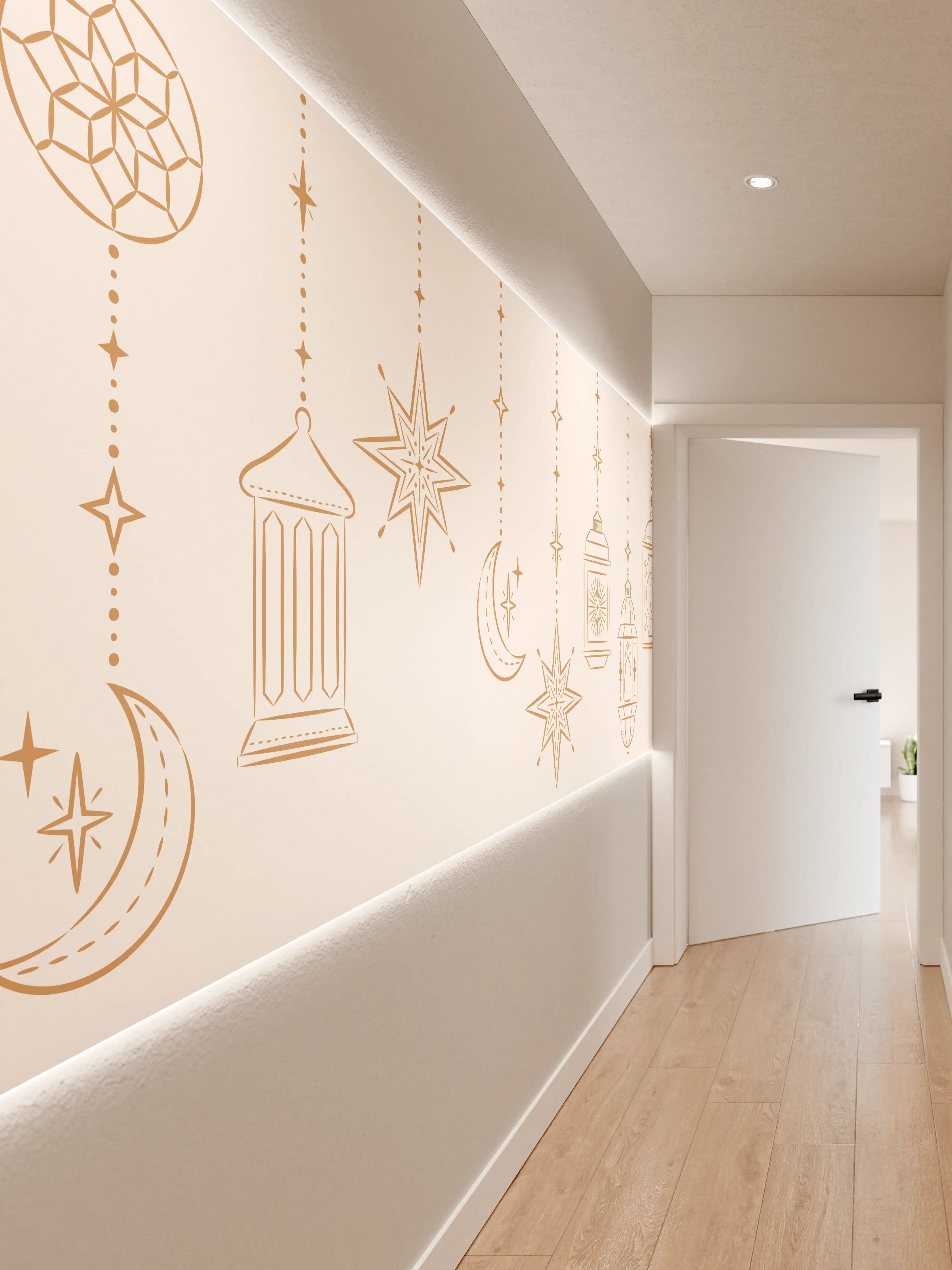Wandverkleidung Flur - Orientalische Gold Motiv Girlande