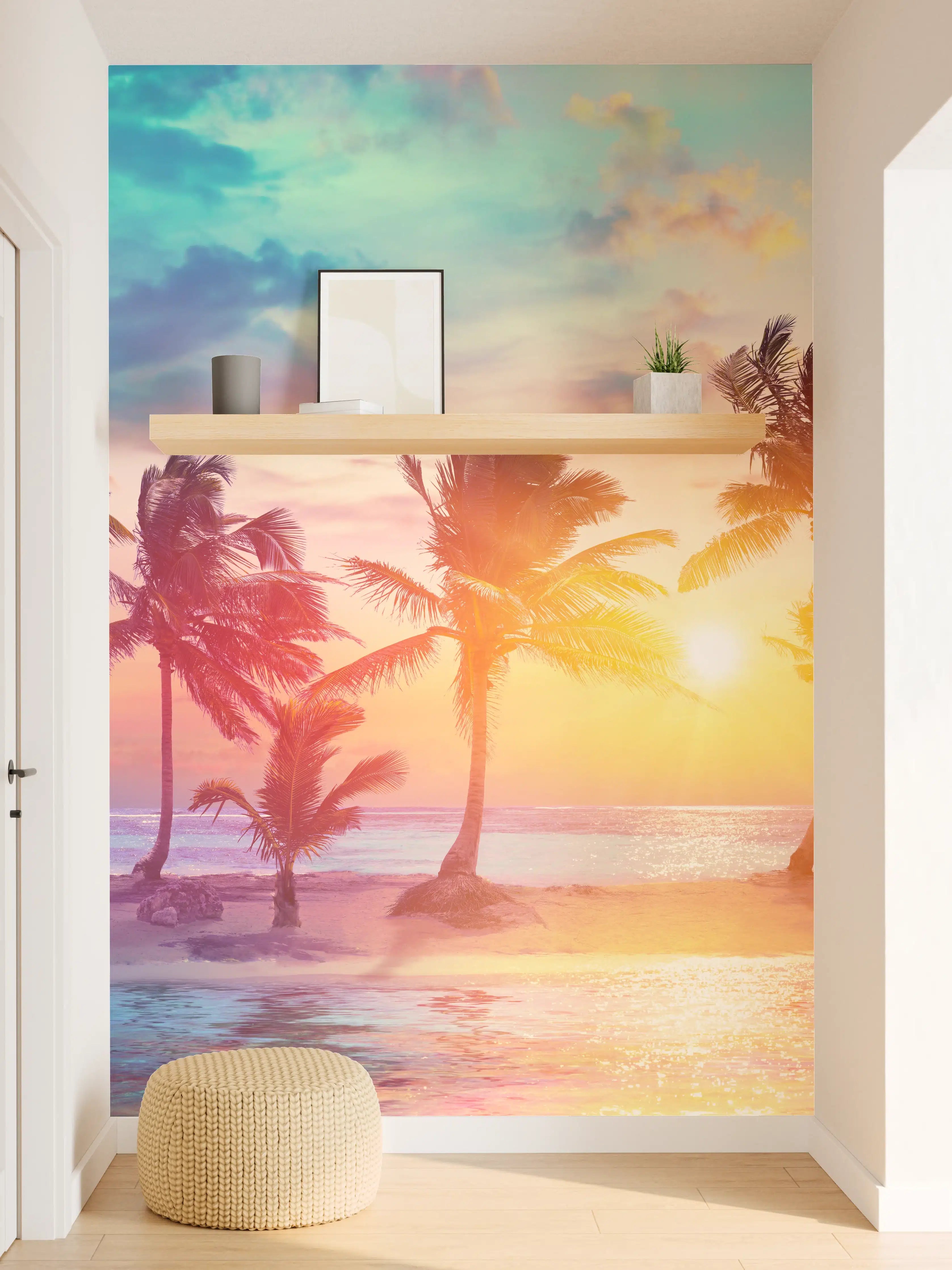 Wandverkleidung Flur - Palmen Silhouetten - Karibik
