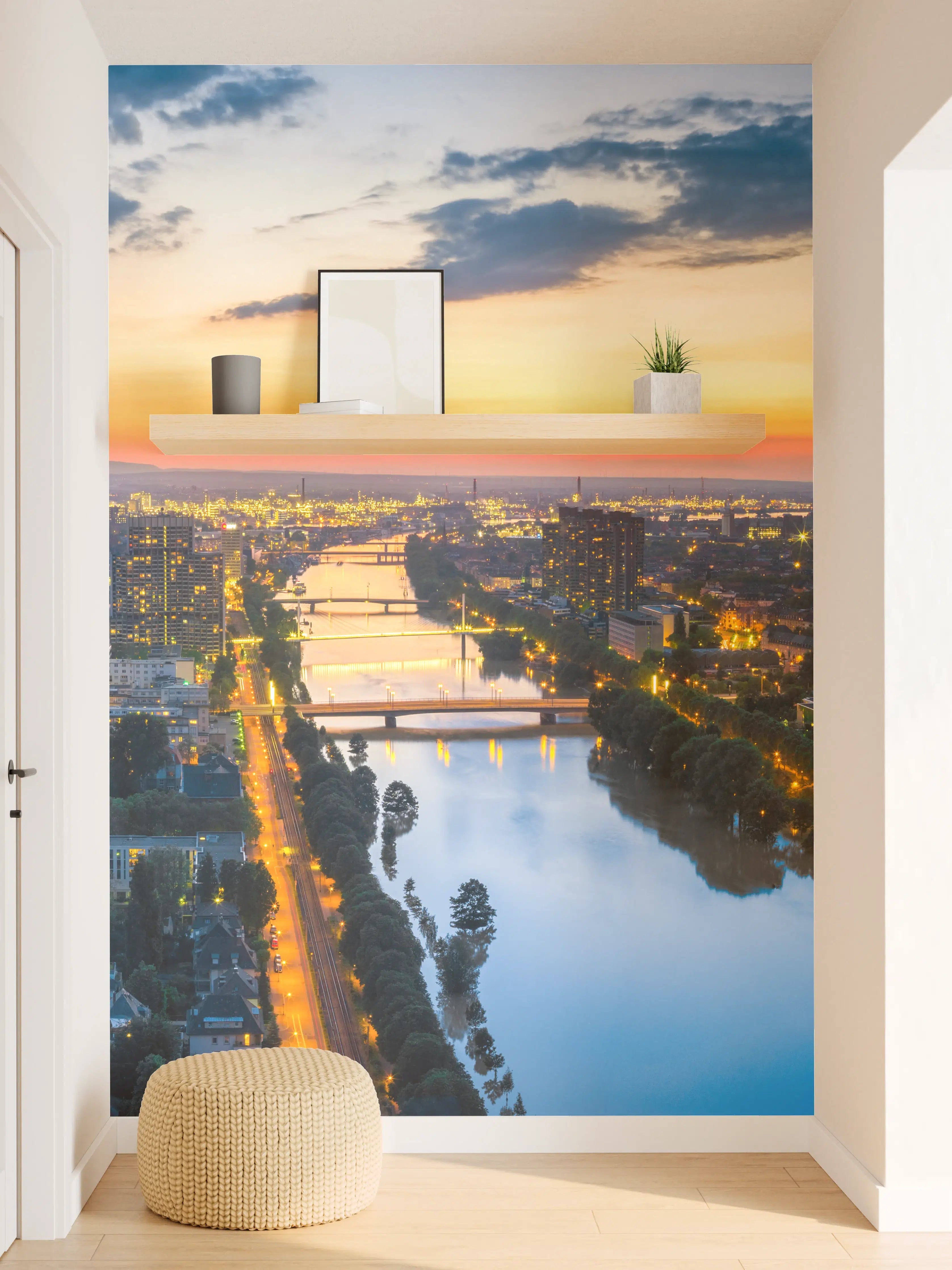 Wandverkleidung Flur - Panorama Mannheim und Ludwigshafen