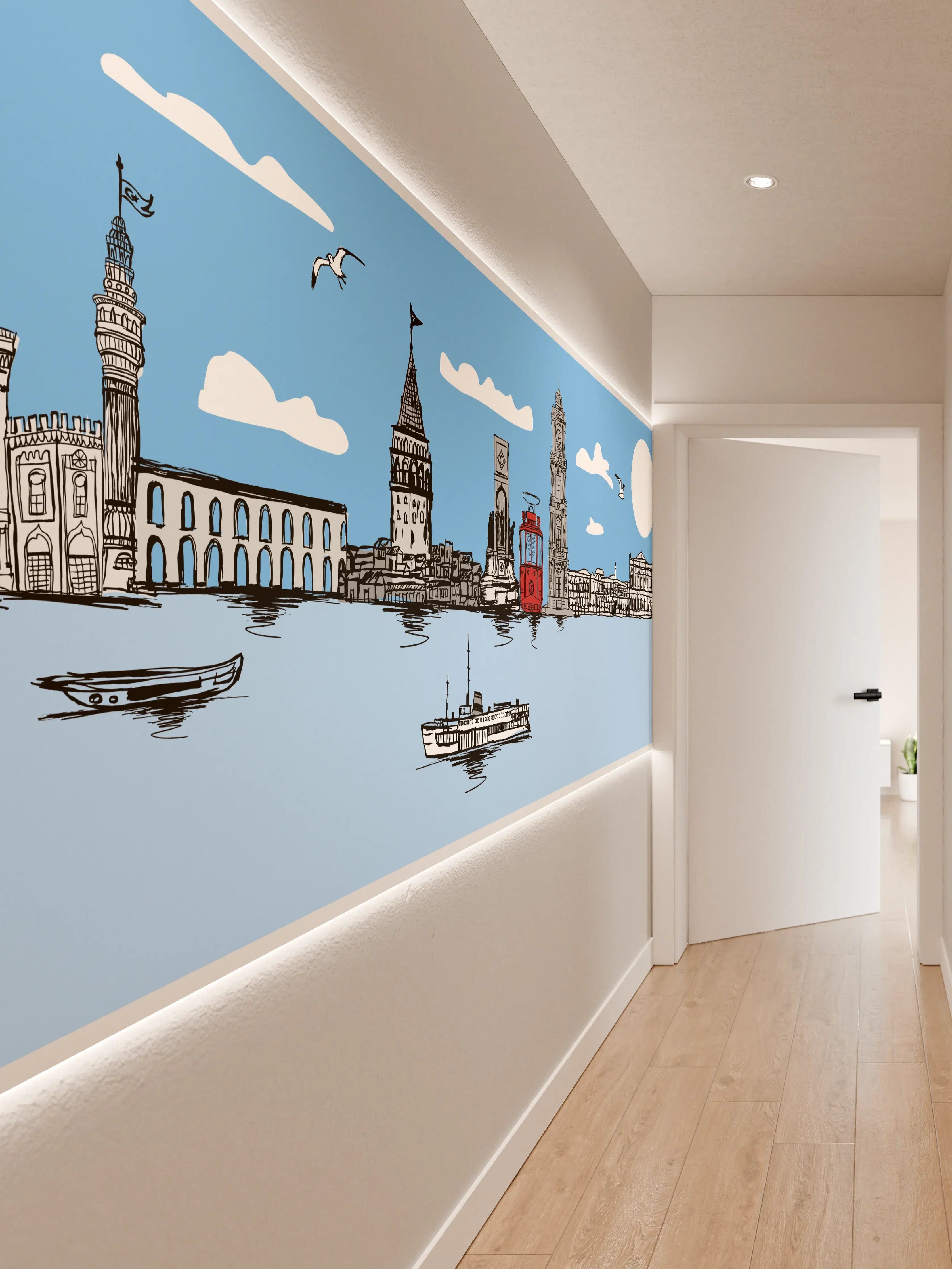 Wandverkleidung Flur - Panorama Skylines Graphic Print