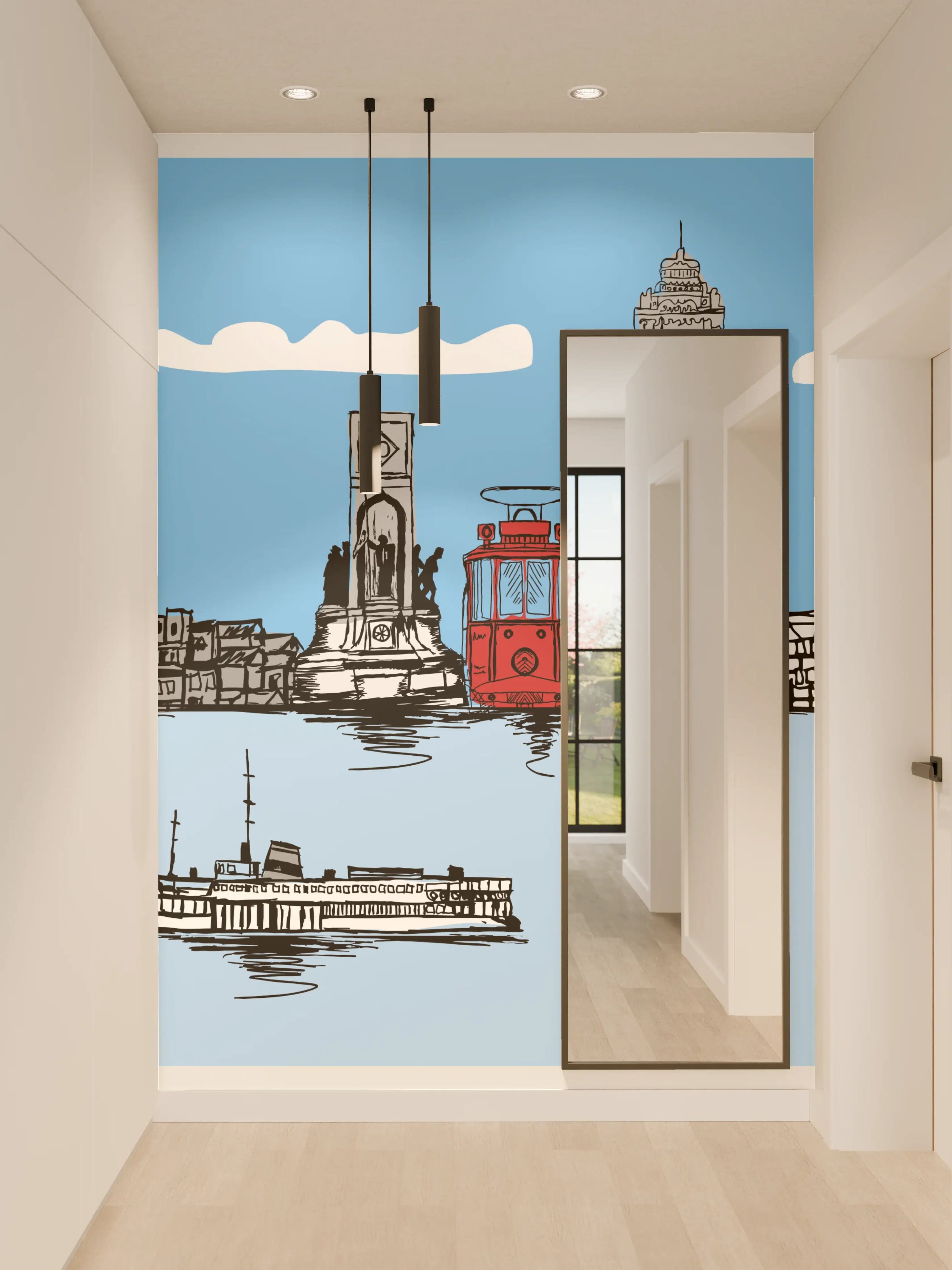 Wandverkleidung Flur - Panorama Skylines Graphic Print