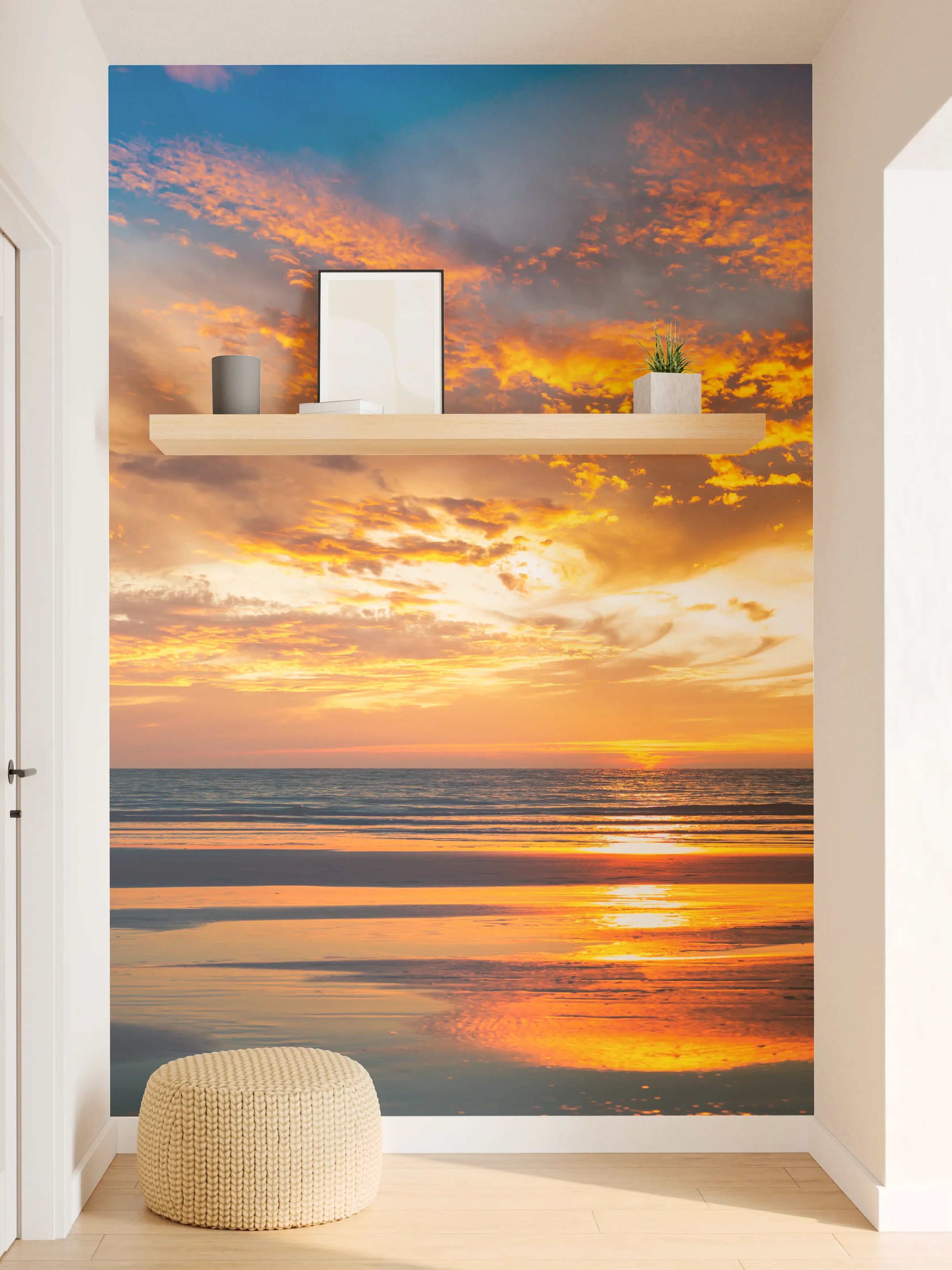 Wandverkleidung Flur - Panorama Sonnenuntergang am Meer