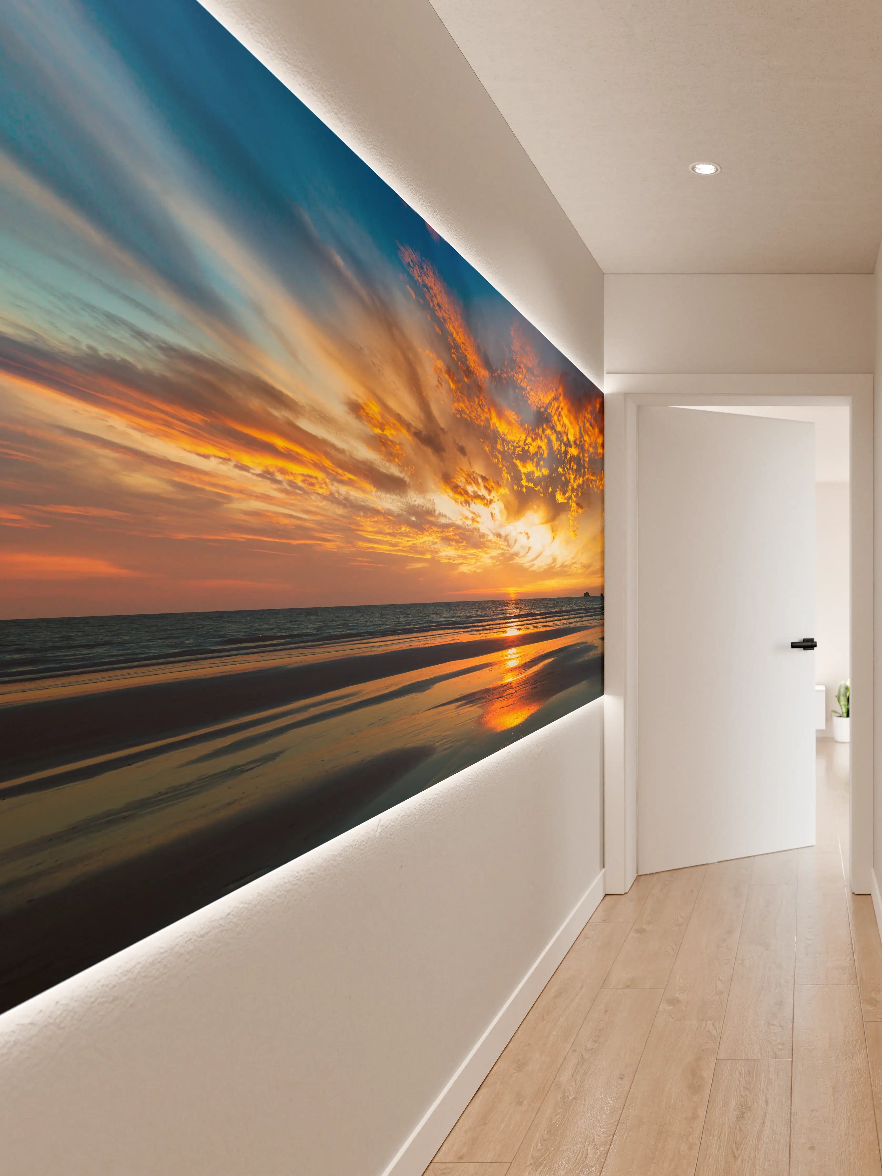 Wandverkleidung Flur - Panorama Sonnenuntergang am Meer