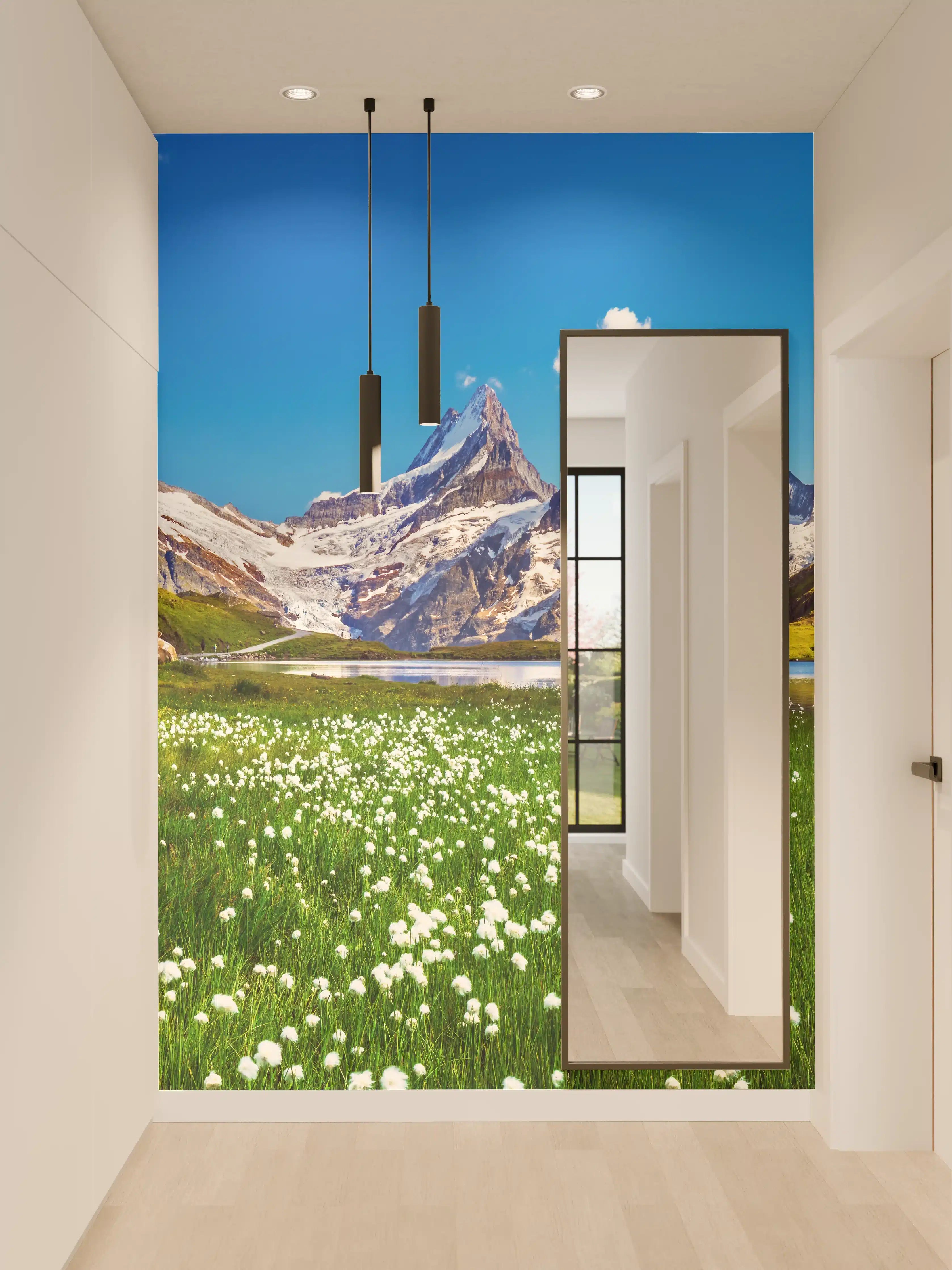 Wandverkleidung Flur - Panorama der Alpen mit Bergsee