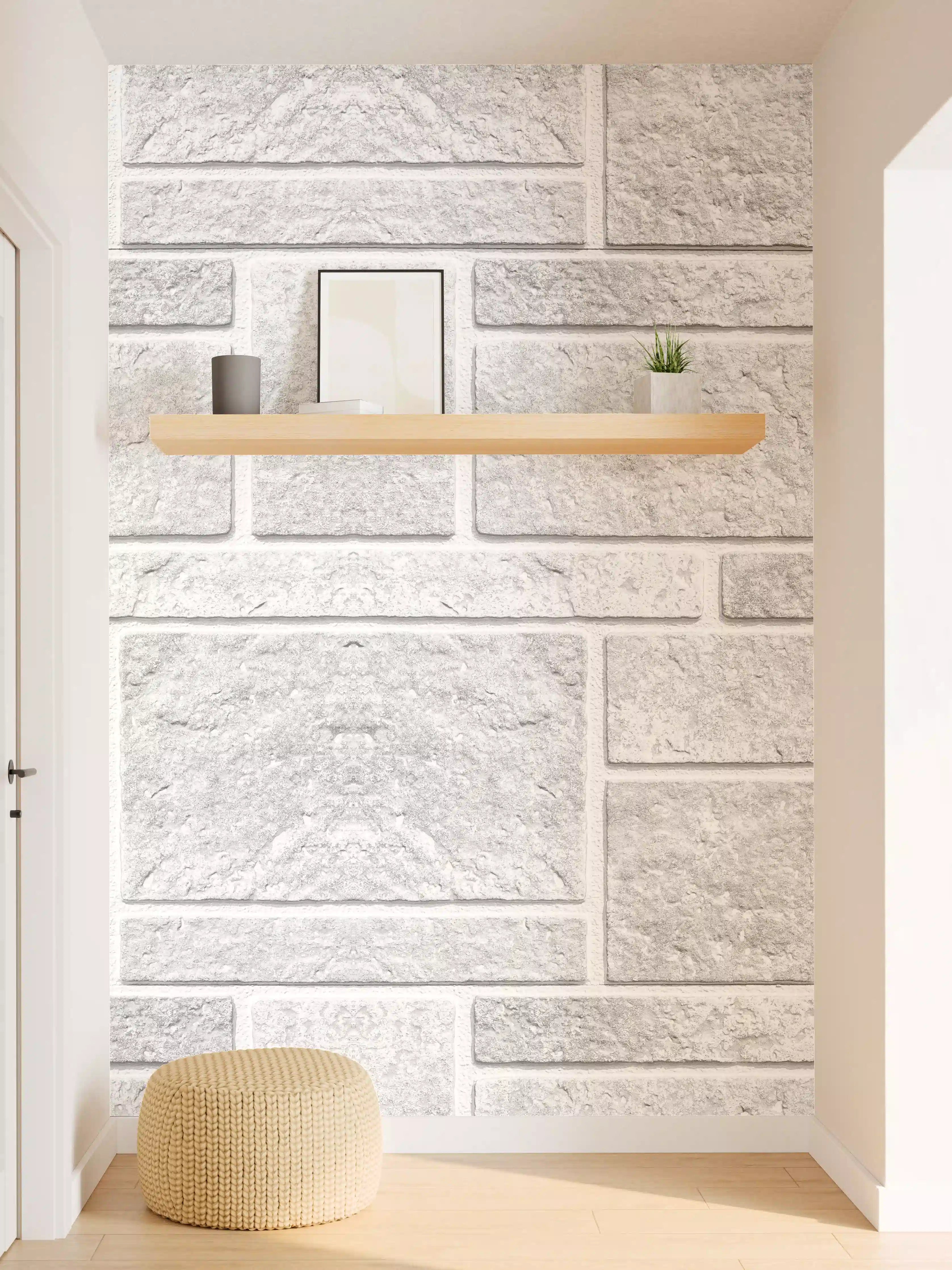 Wandverkleidung Flur - Panorama der rauen weißen Betonfliesen