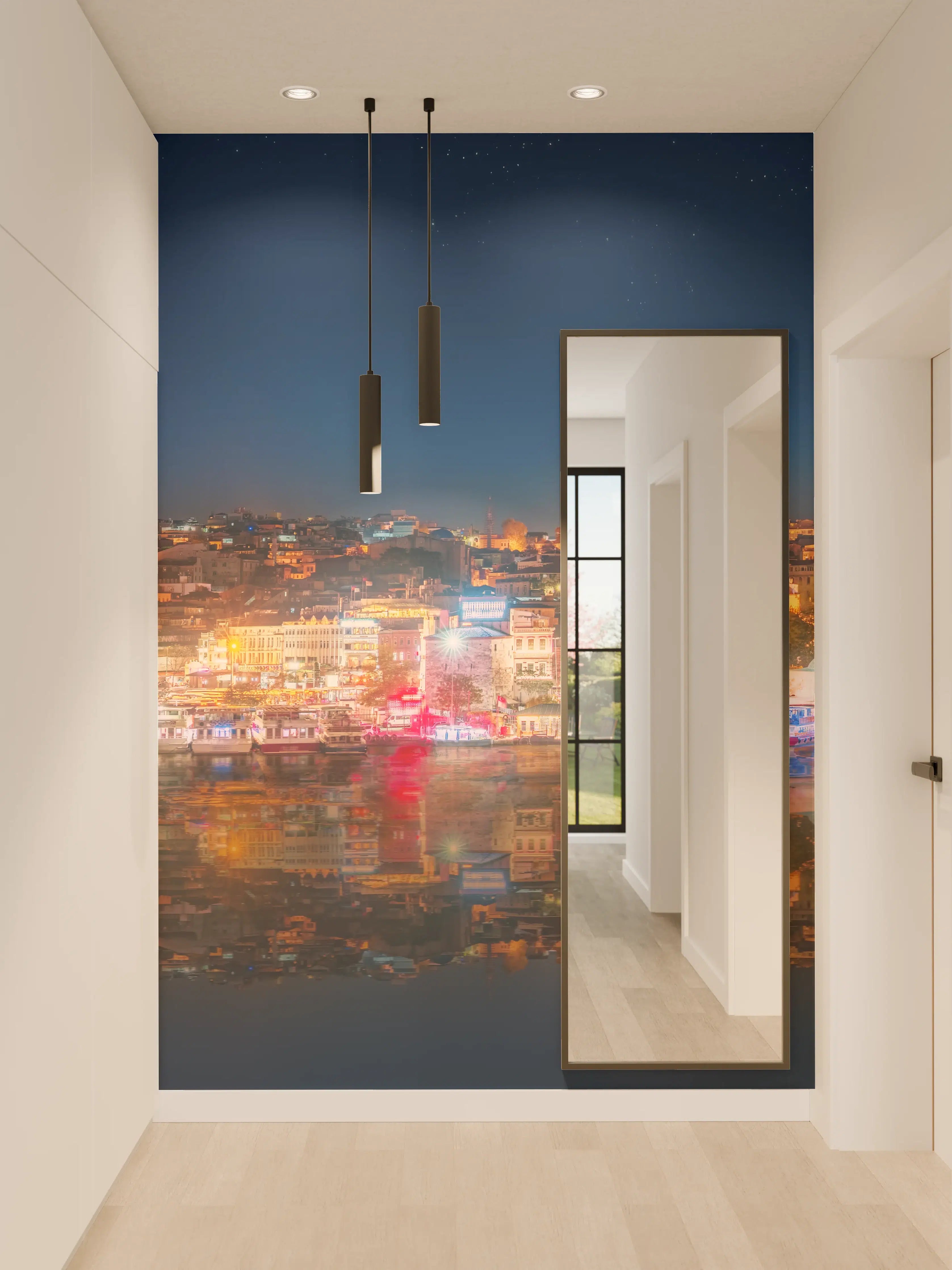 Wandverkleidung Flur - Panorama von Istanbul & Bosporus bei Nacht