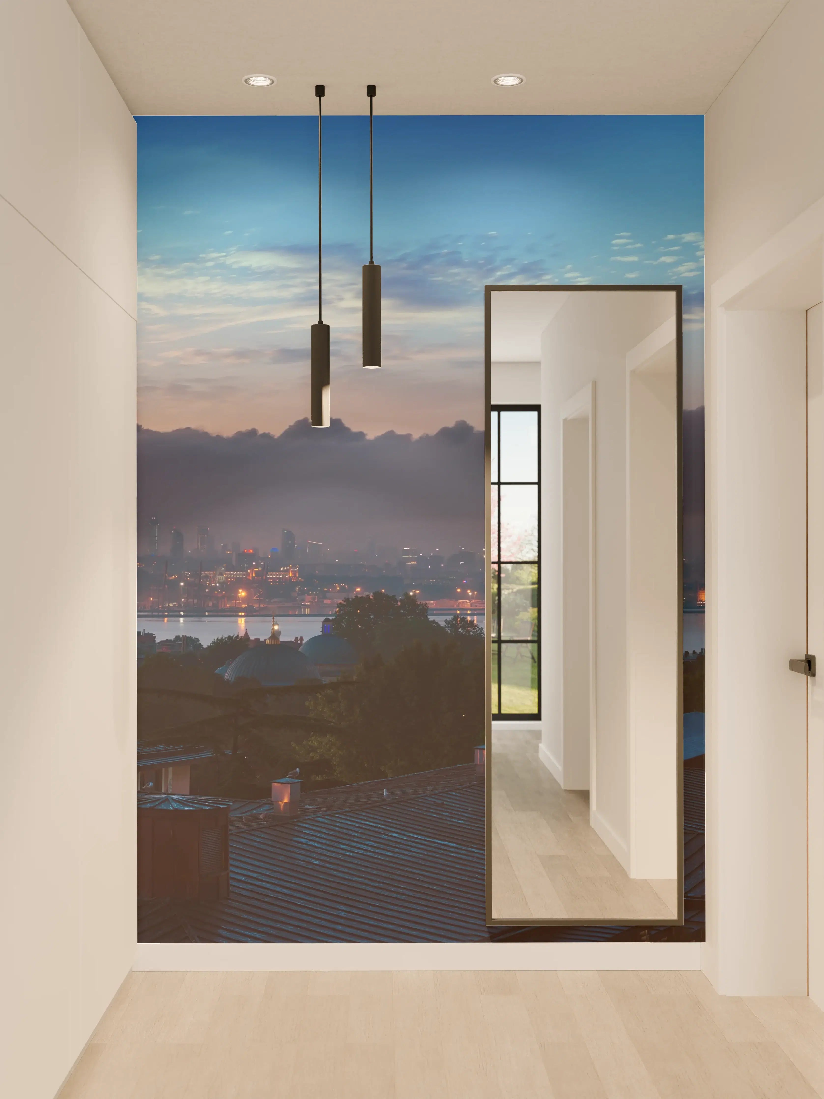 Wandverkleidung Flur - Panorama von Istanbul im Nacht