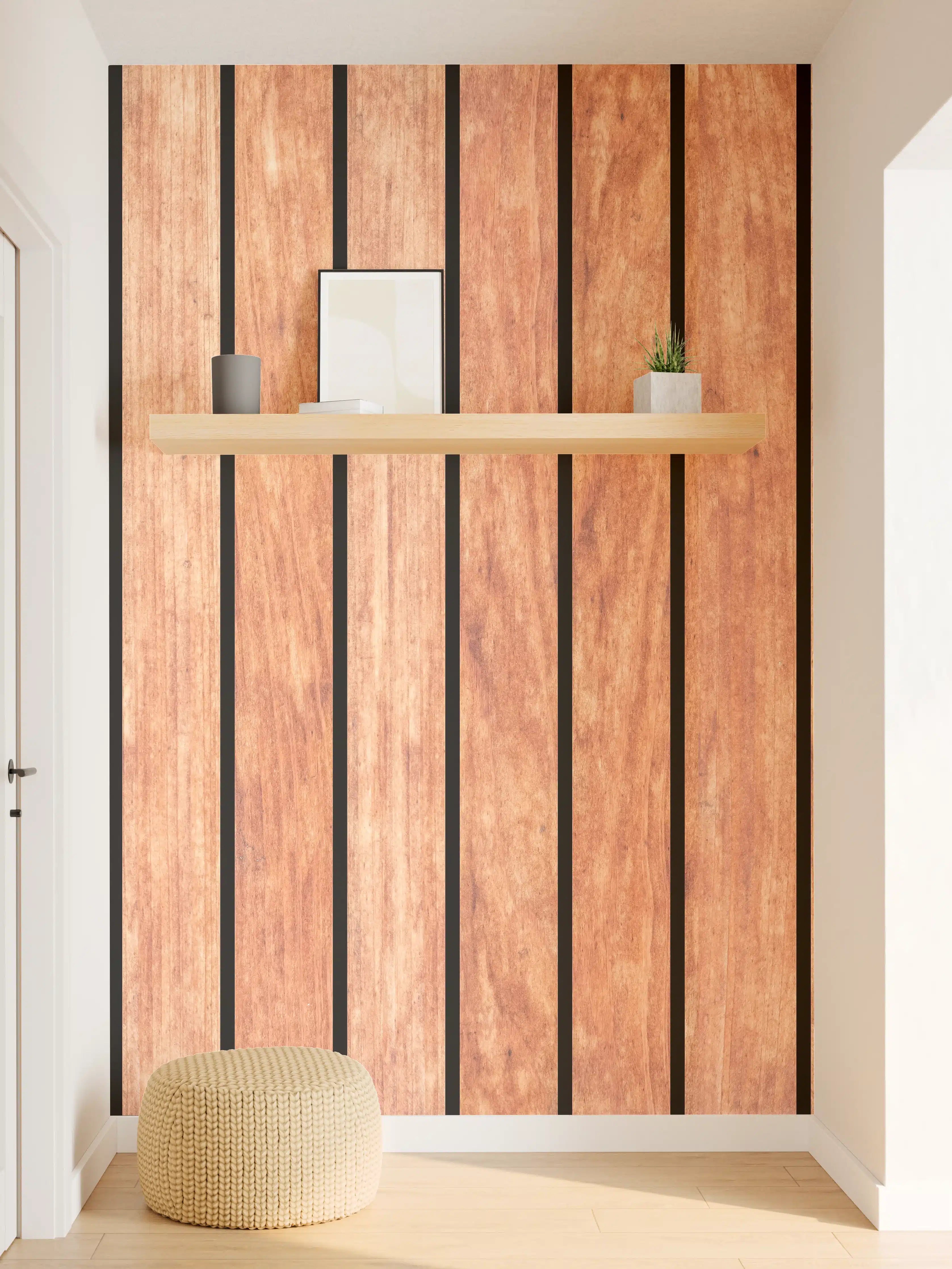 Wandverkleidung Flur - Panorama von hellen Holzplanken