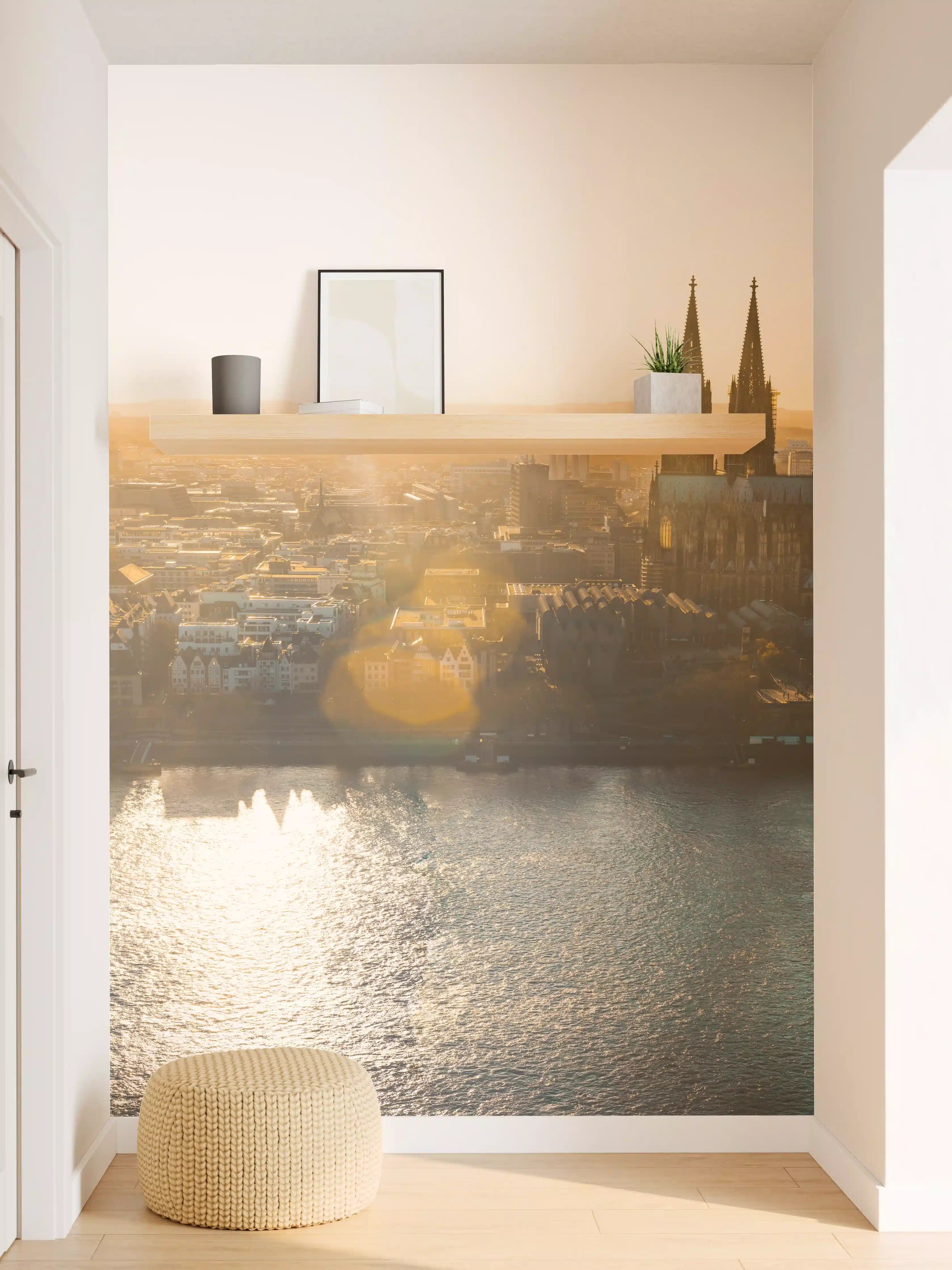 Wandverkleidung Flur - Panoramablick auf Köln bei Sonnenaufgang