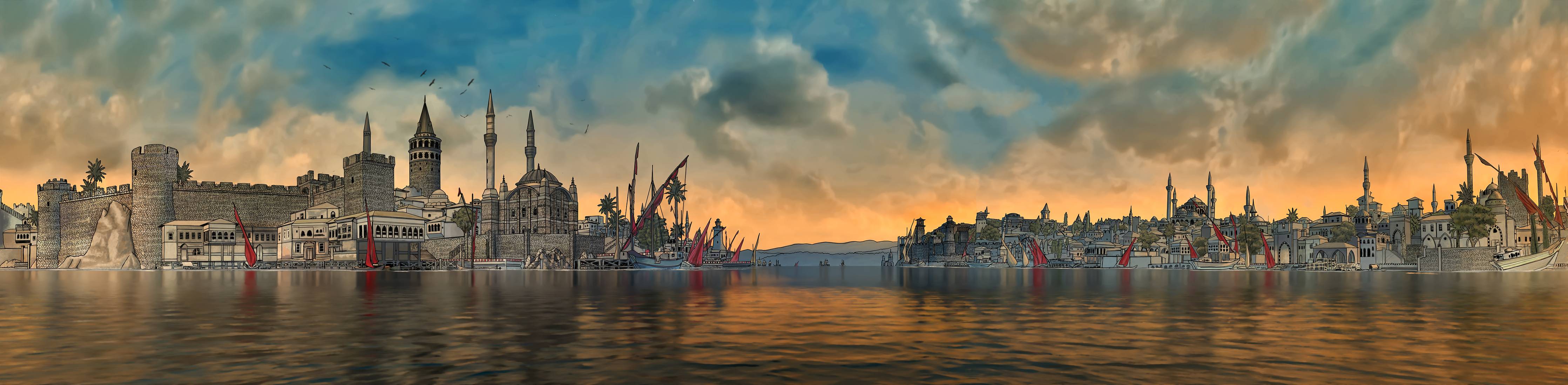 Wandverkleidung Flur-Panoramablick auf alt-Istanbul
