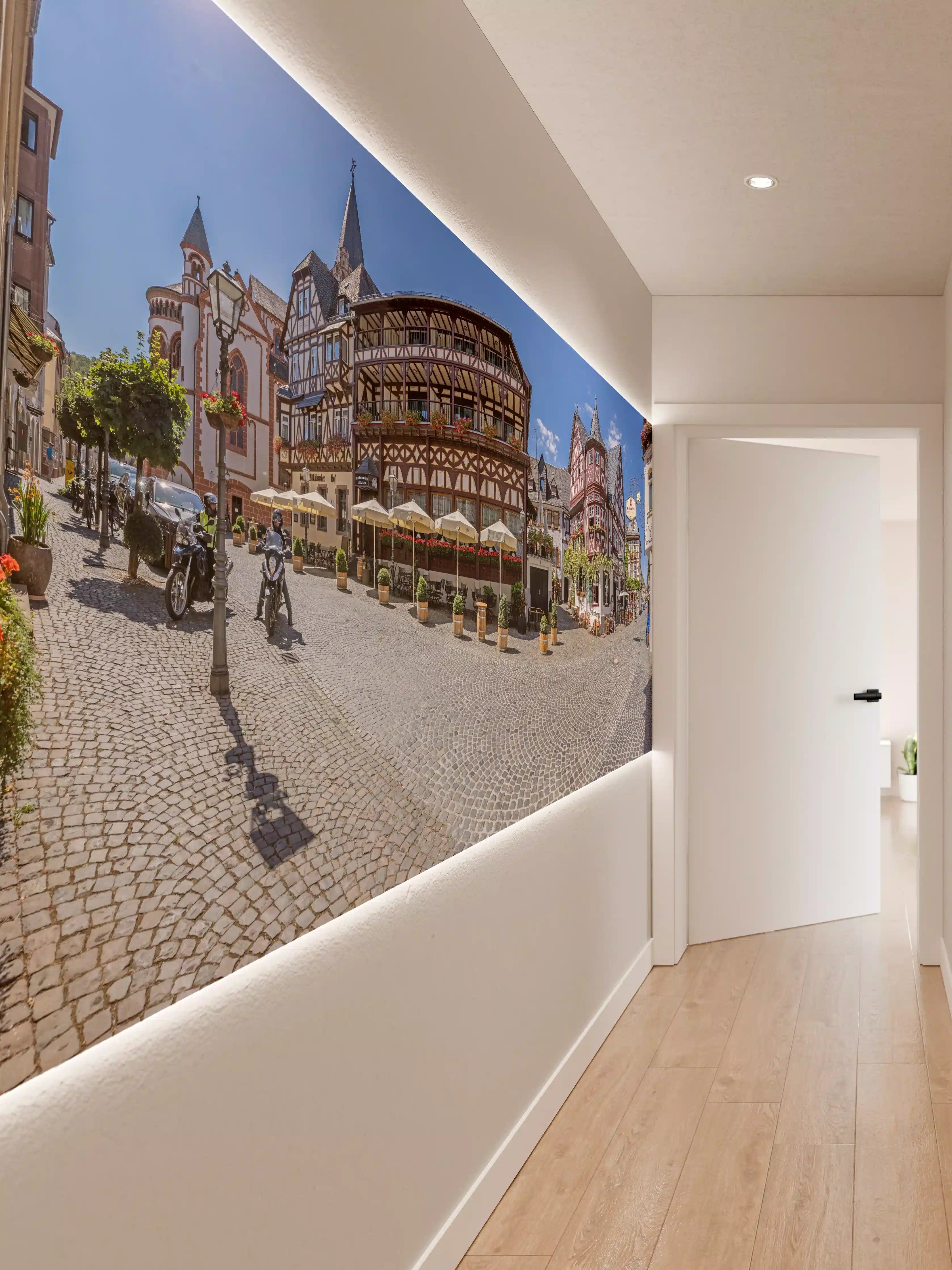 Wandverkleidung Flur - Panoramablick über Bacharach