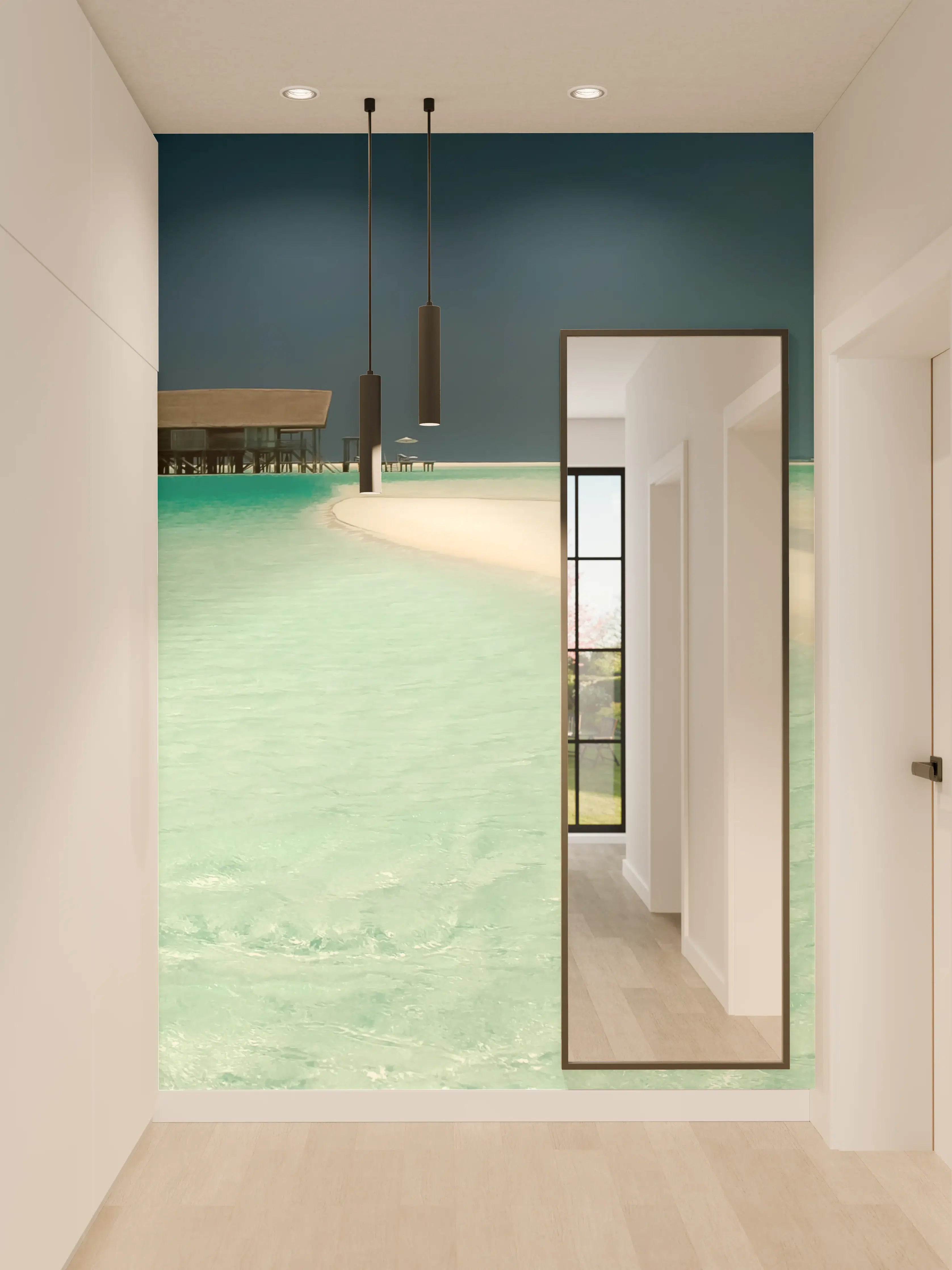 Wandverkleidung Flur - Paradiesische Strandkulisse mit klarem Wasser