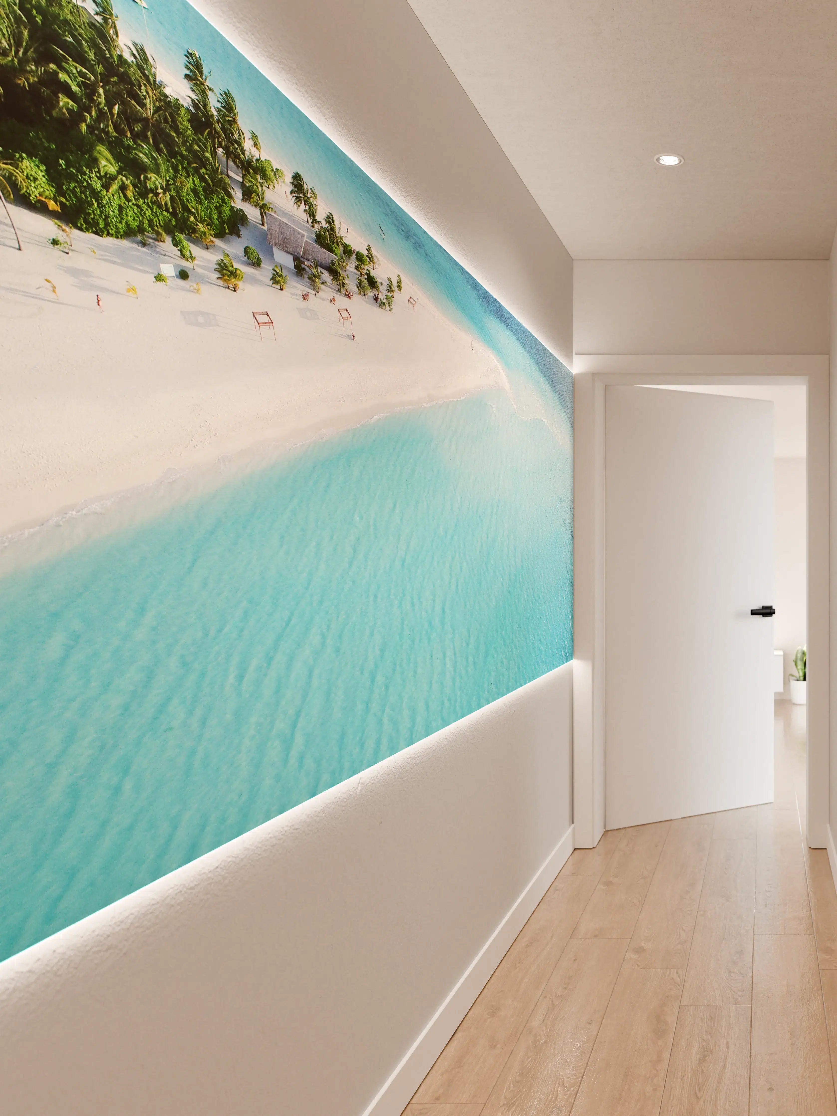 Wandverkleidung Flur - Paradiesischer Strand mit türkisfarbenem Wasser