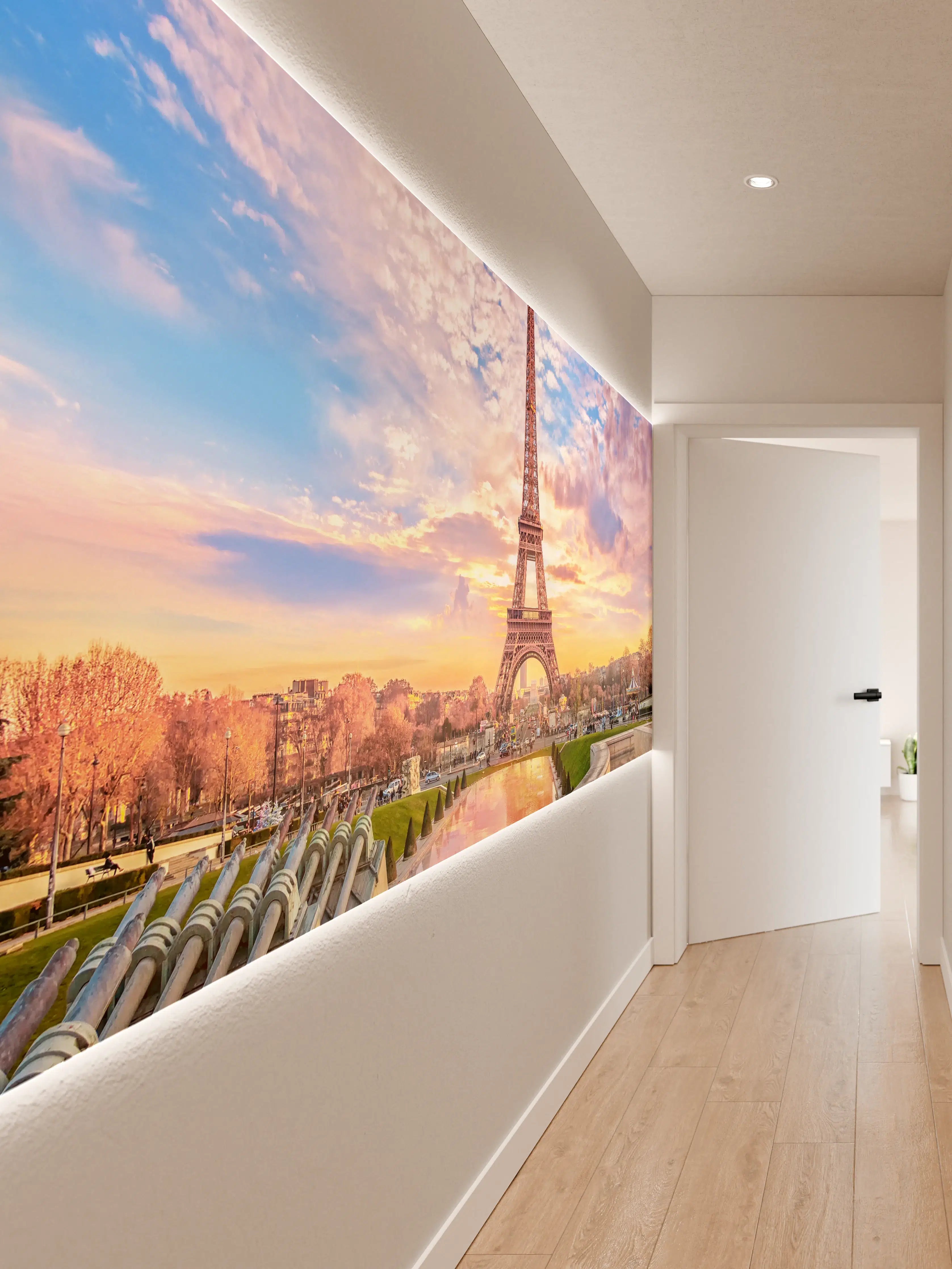 Wandverkleidung Flur - Paris Eiffelturm Sonnenuntergang