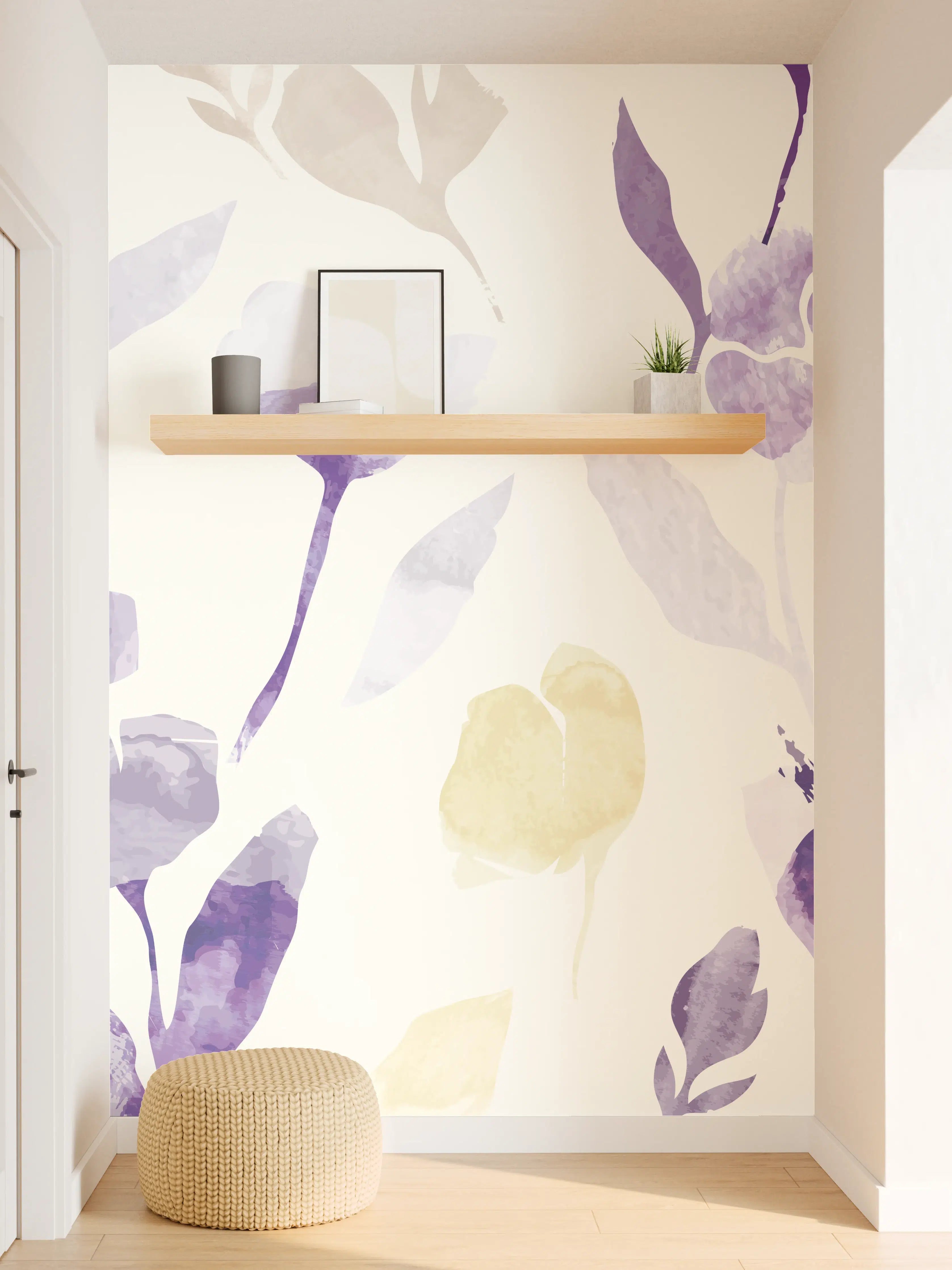 Wandverkleidung Flur - Pastell Blumen Aquarell Design