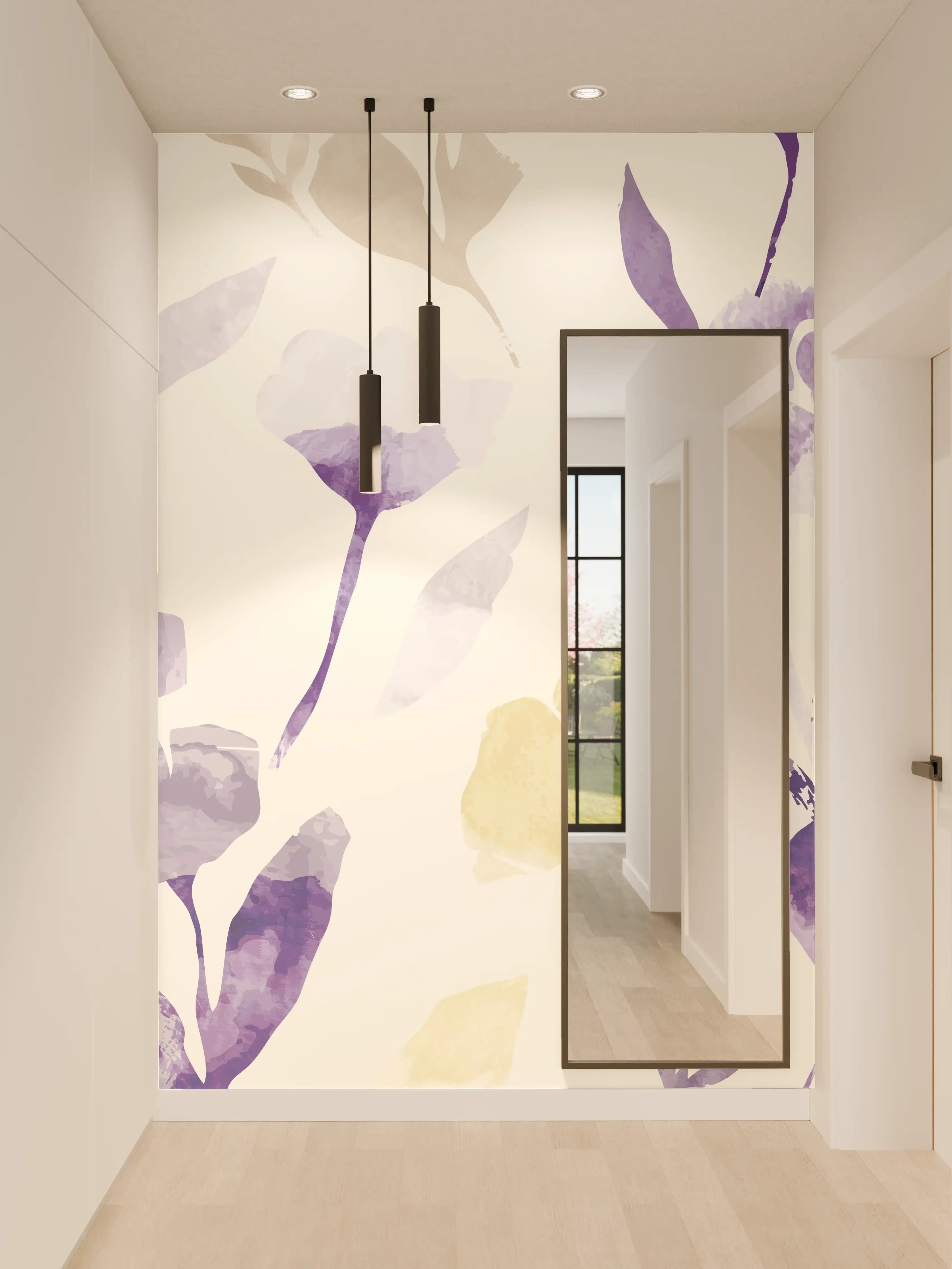 Wandverkleidung Flur - Pastell Blumen Aquarell Design