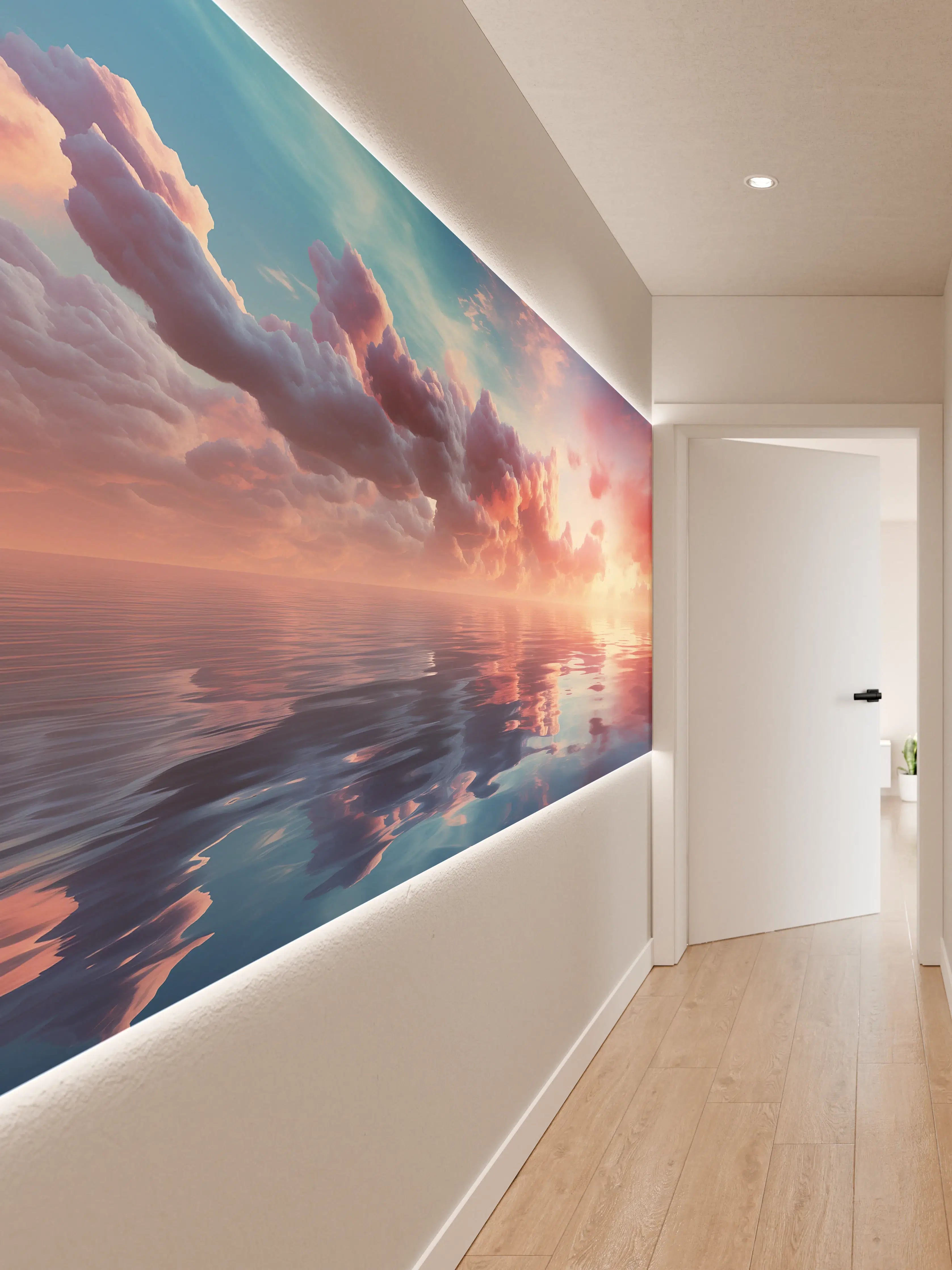 Wandverkleidung Flur - Pastell-Sonnenuntergang über Meer
