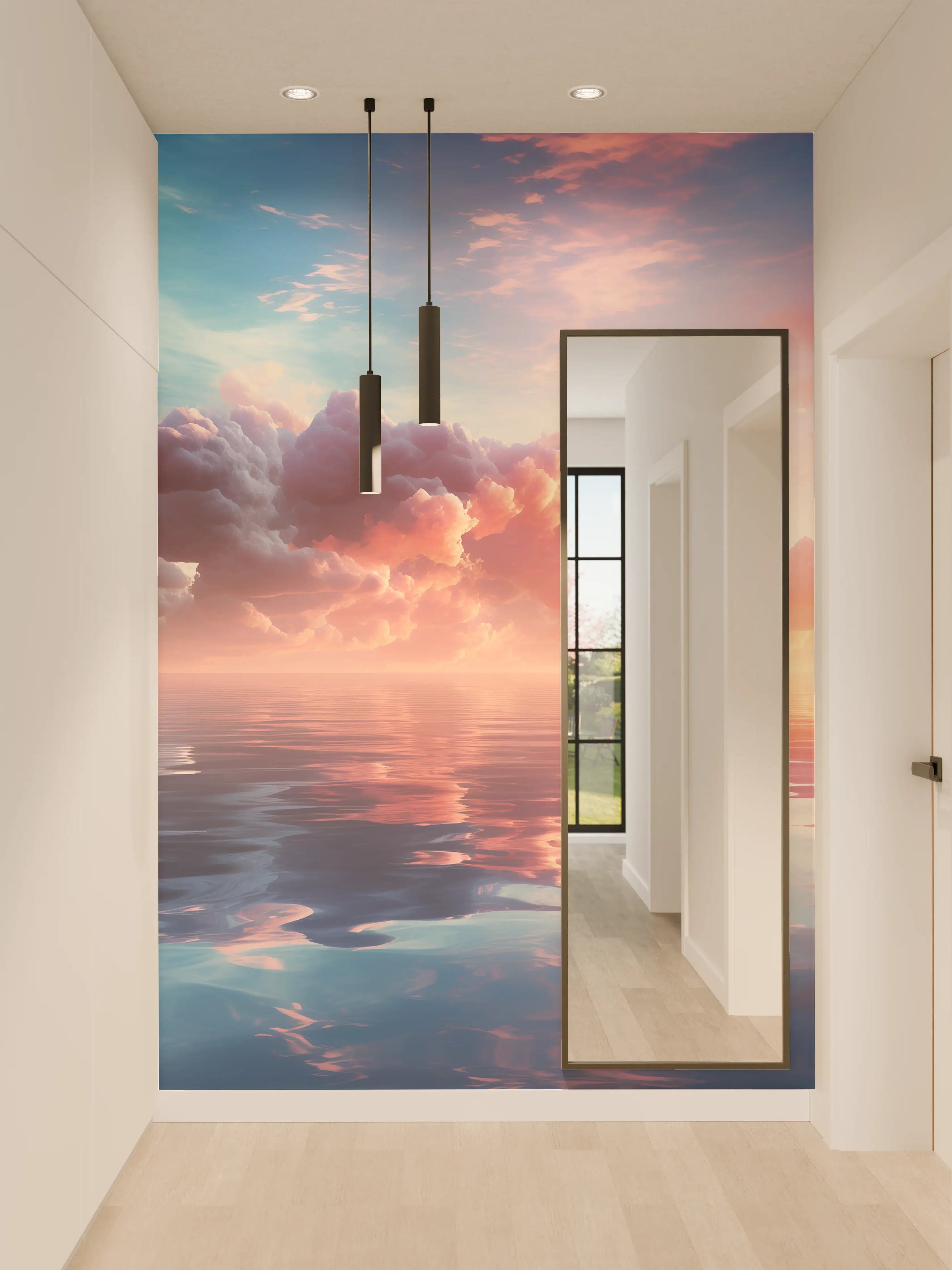 Wandverkleidung Flur - Pastell-Sonnenuntergang über Meer