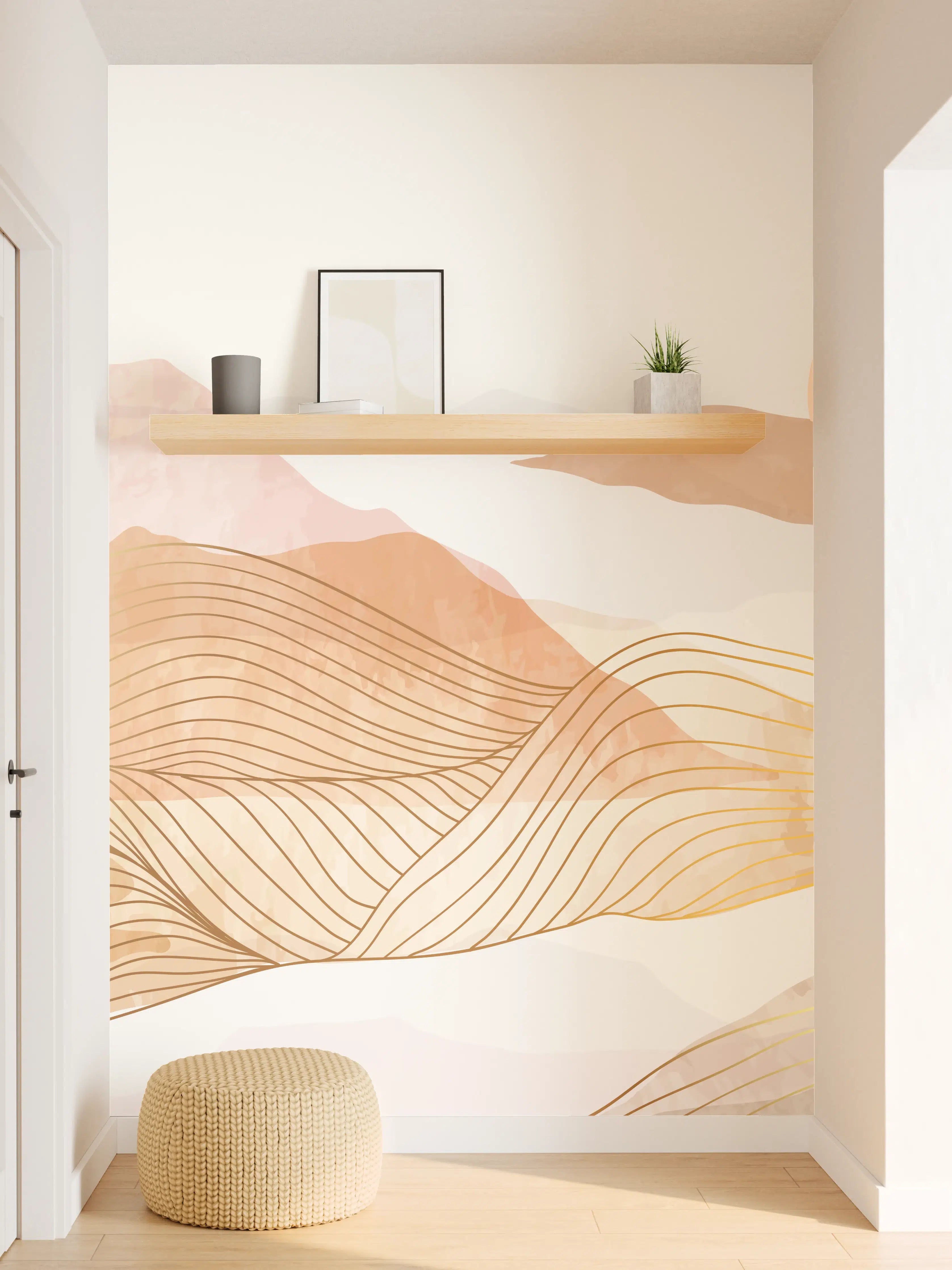 Wandverkleidung Flur - Pastellfarbene Hügellandschaft