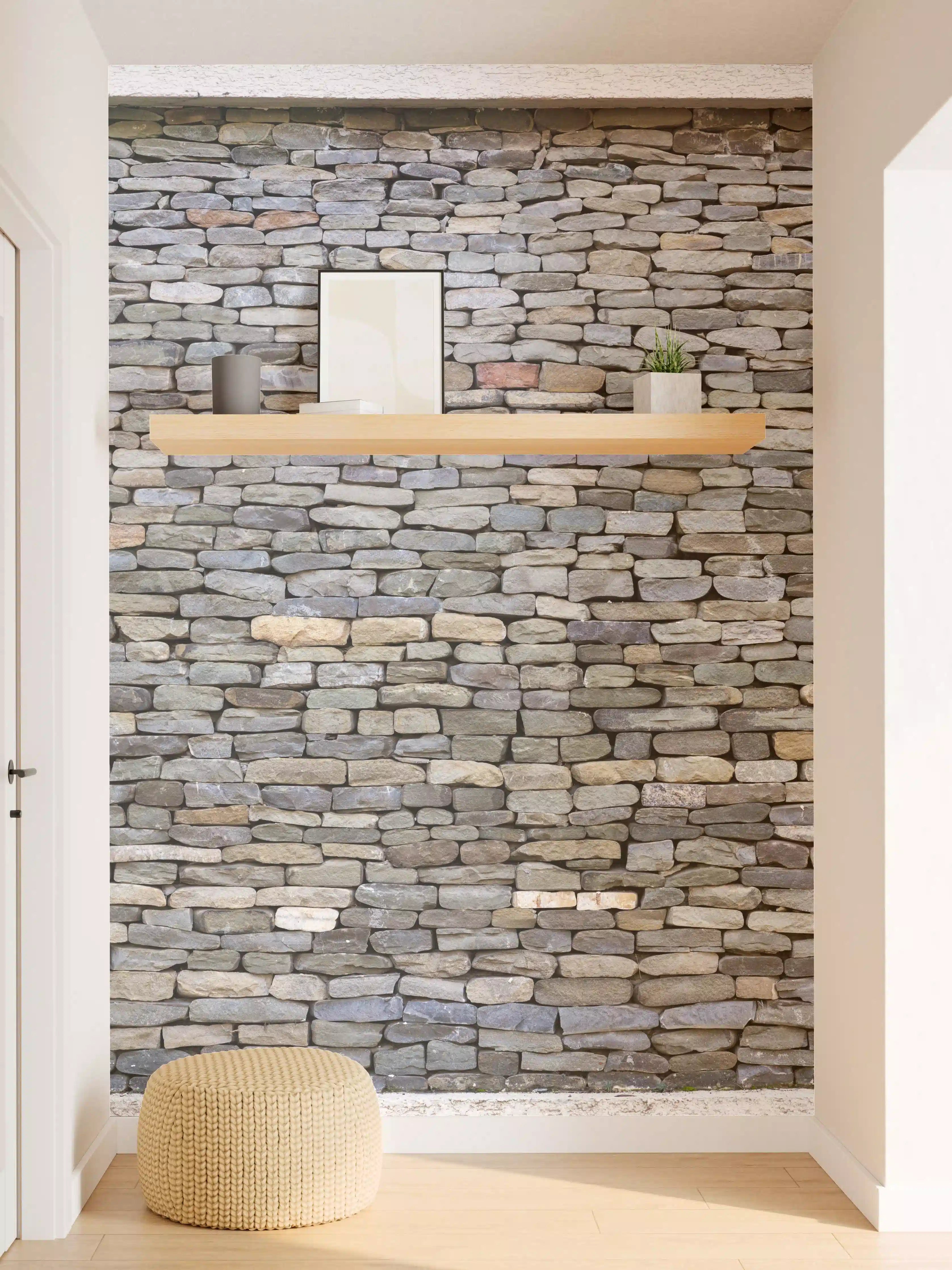 Wandverkleidung Flur - Pastellfarbene Steinmauer