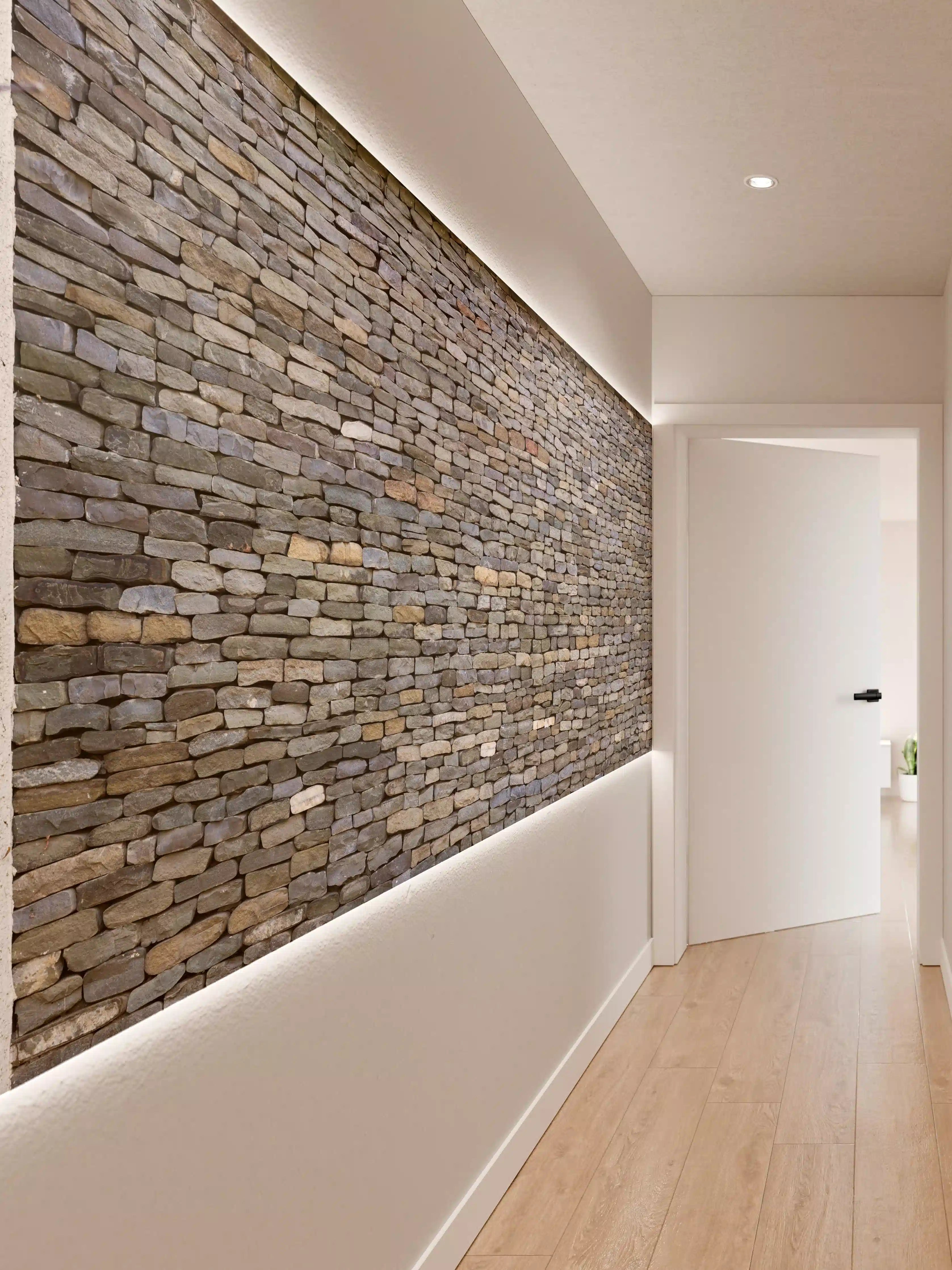 Wandverkleidung Flur - Pastellfarbene Steinmauer