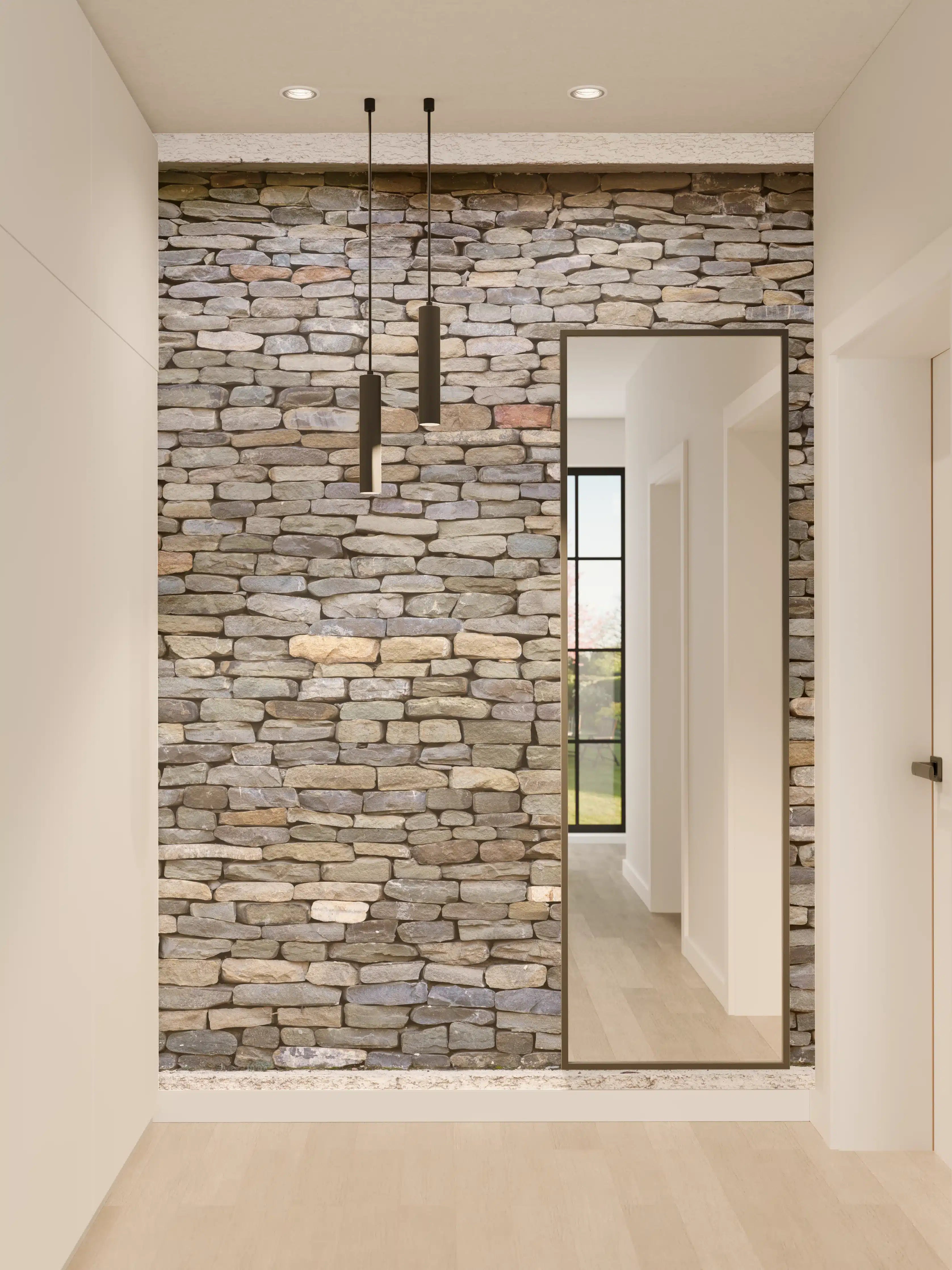 Wandverkleidung Flur - Pastellfarbene Steinmauer