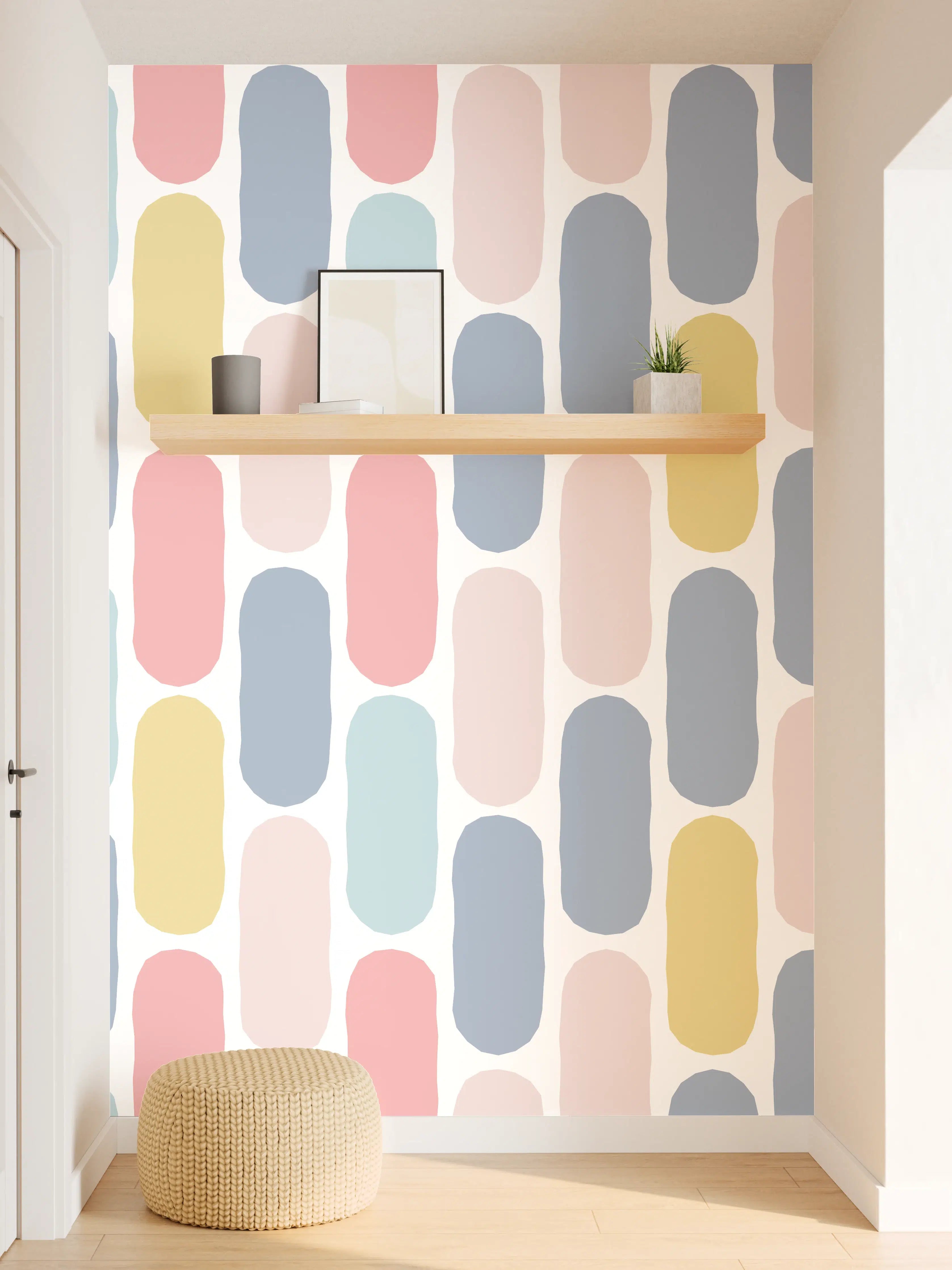 Wandverkleidung Flur - Pastellfarbenes Rautenmuster Design