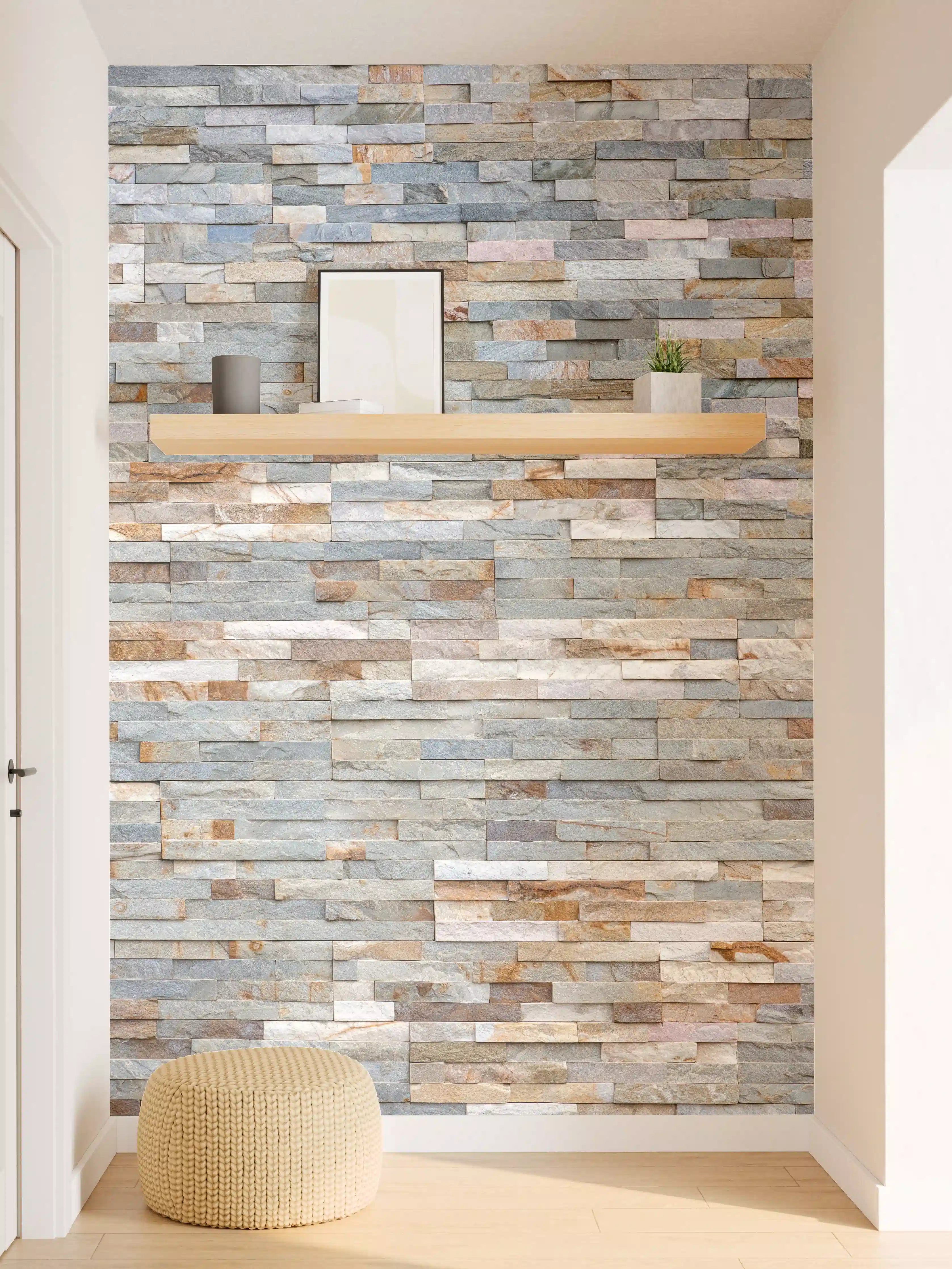 Wandverkleidung Flur - Pastellfarbige Schieferstein Textur