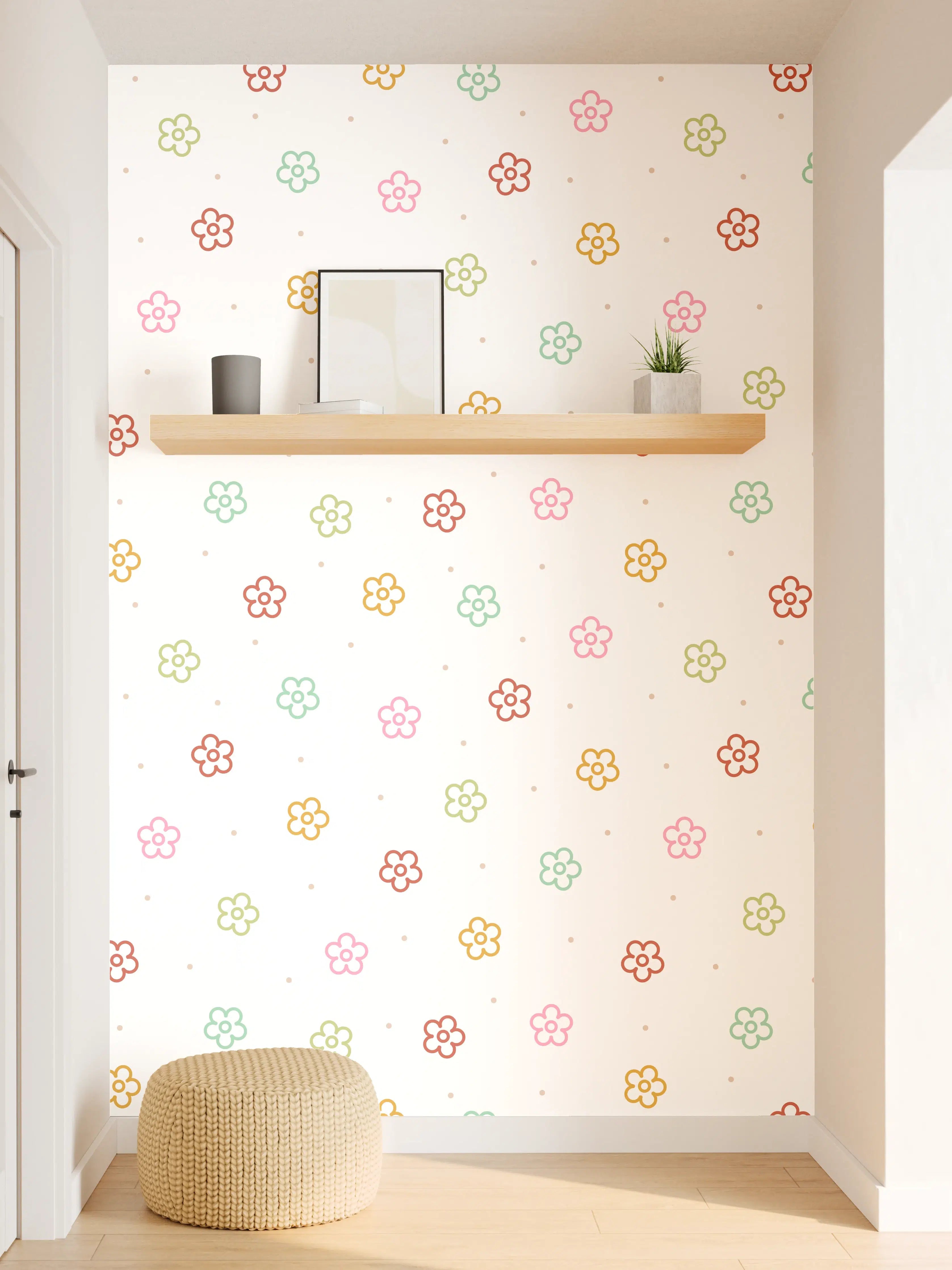 Wandverkleidung Flur - Pastellfarbiger Blumenkaleidoskop-Hintergrund