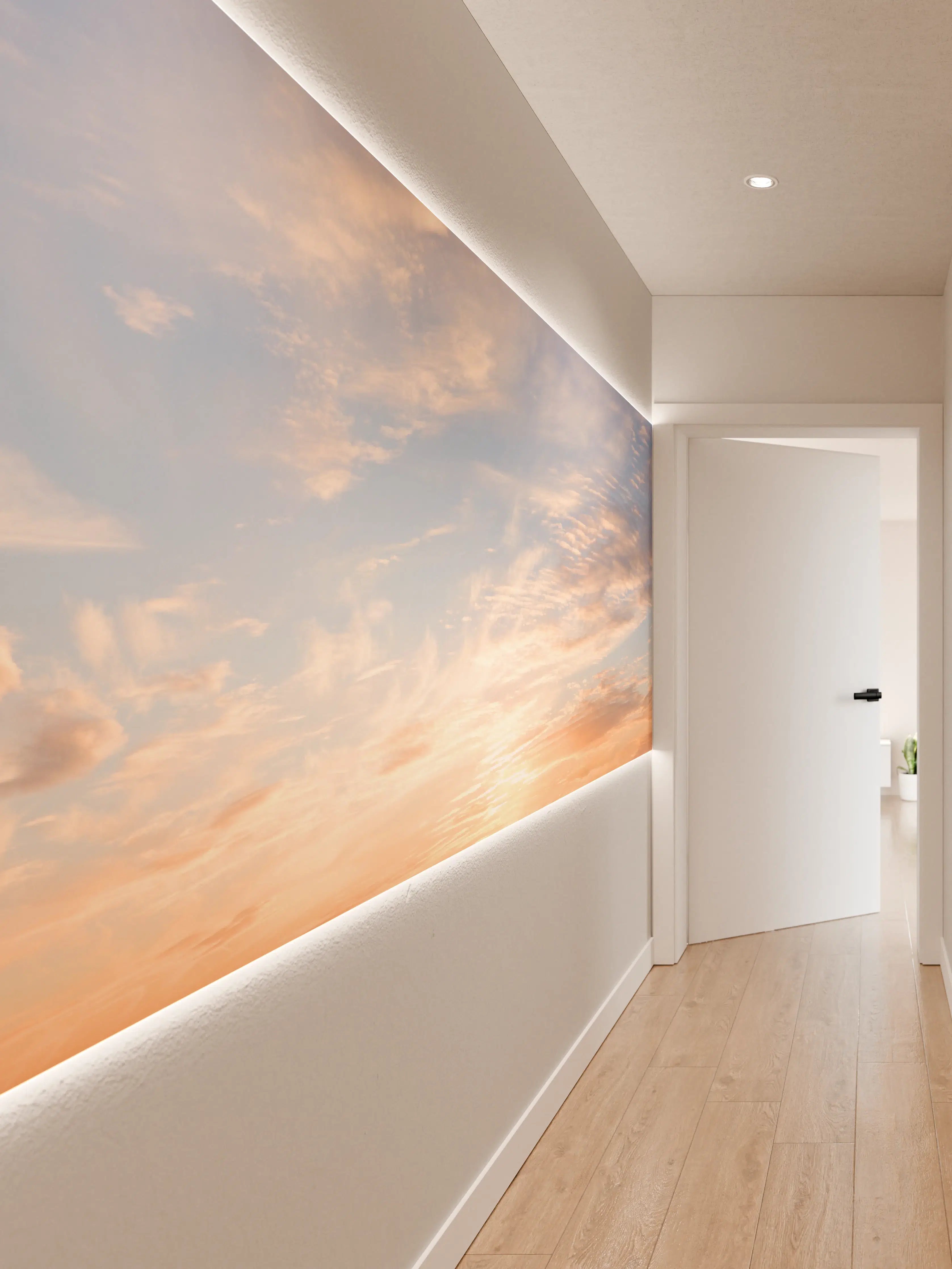 Wandverkleidung Flur - Pastellhimmel bei Sonnenuntergang