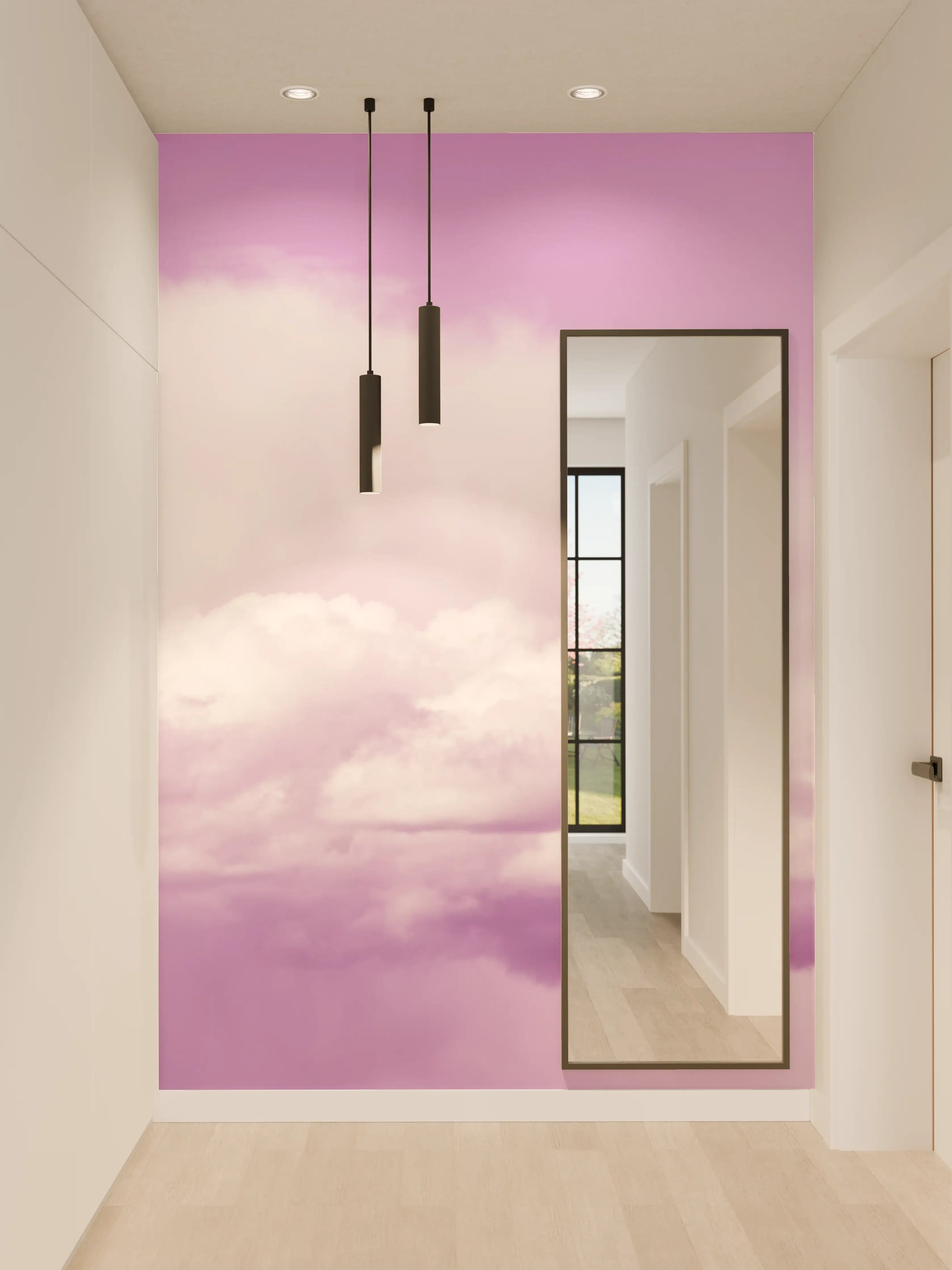 Wandverkleidung Flur - Pastellrosa Himmelspanorama