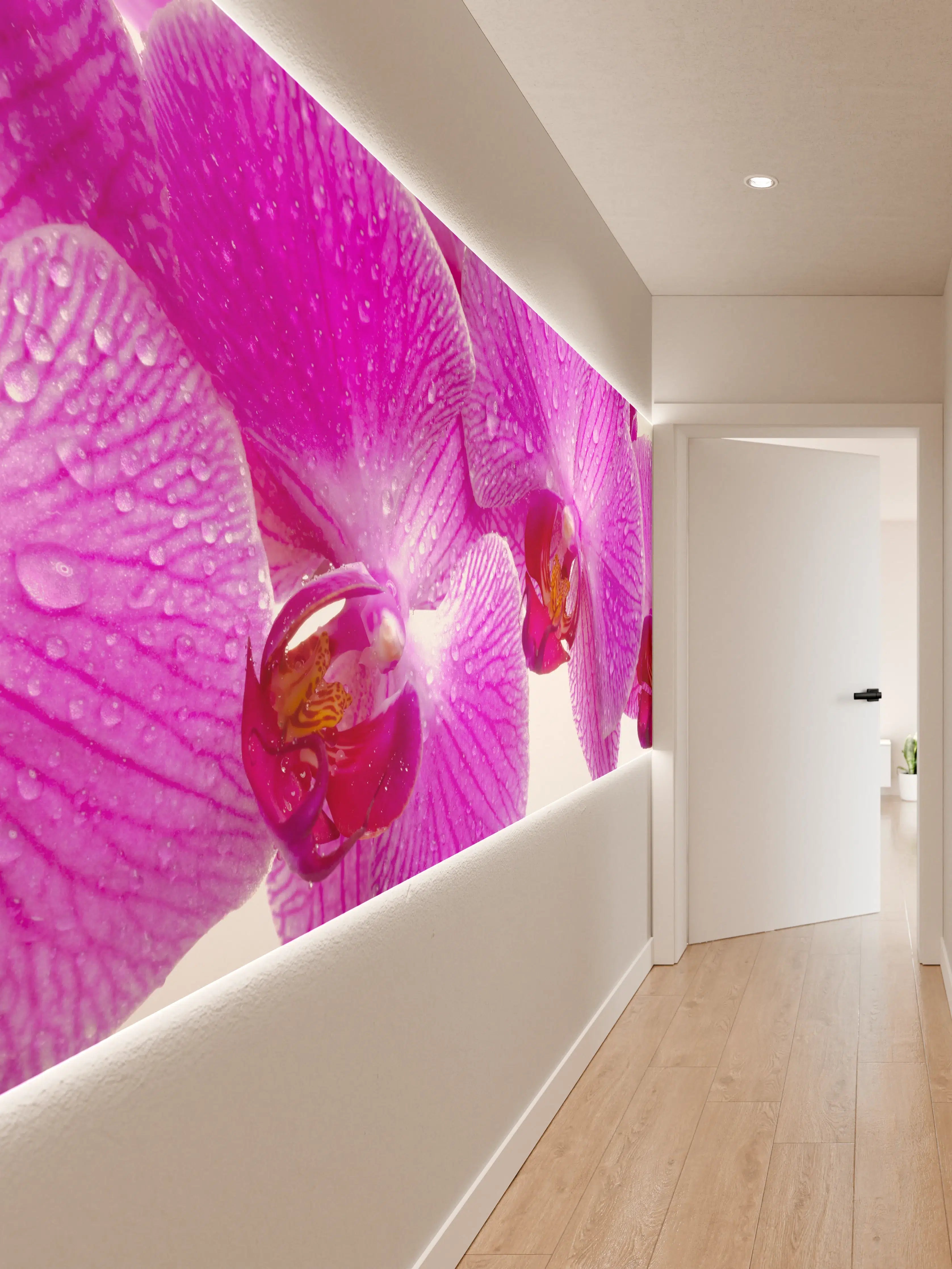 Wandverkleidung Flur - Pinke Orchideen