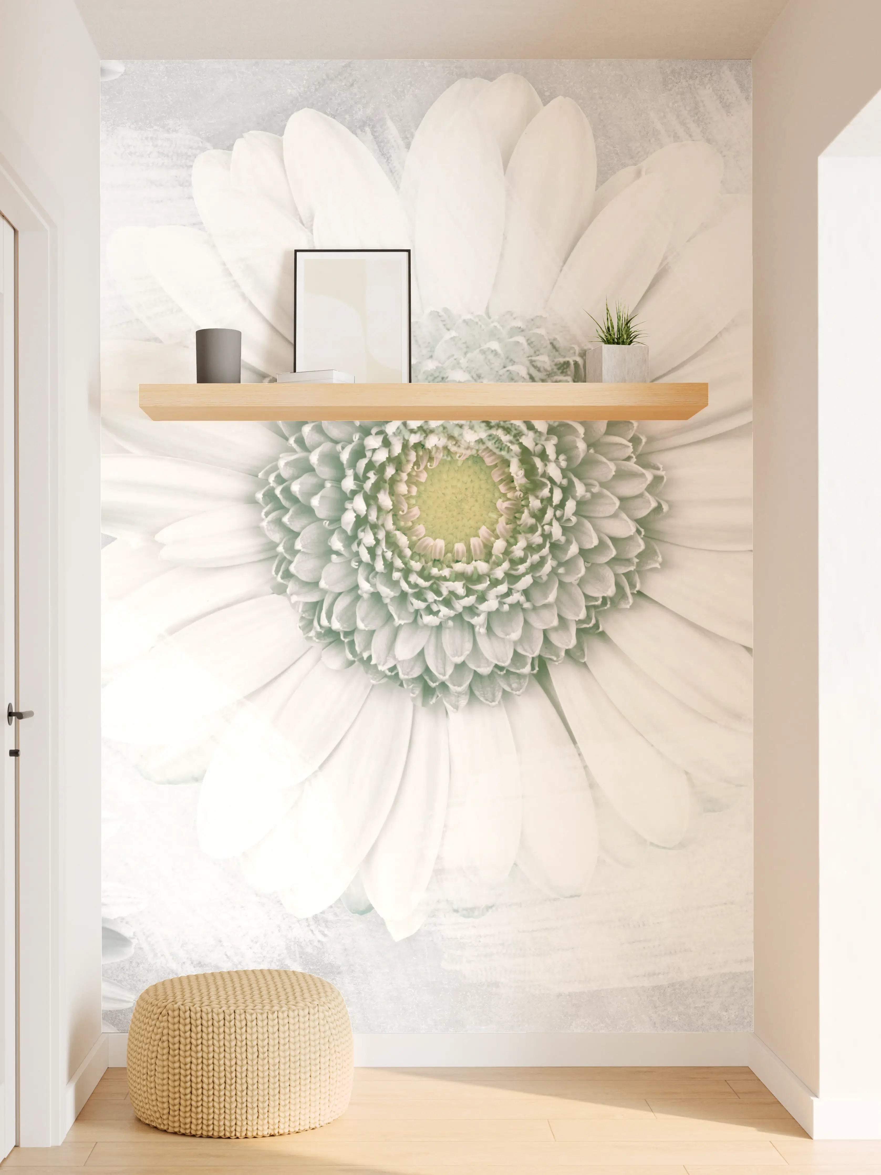 Wandverkleidung Flur - Pinsel Effekt - Blumen Muster