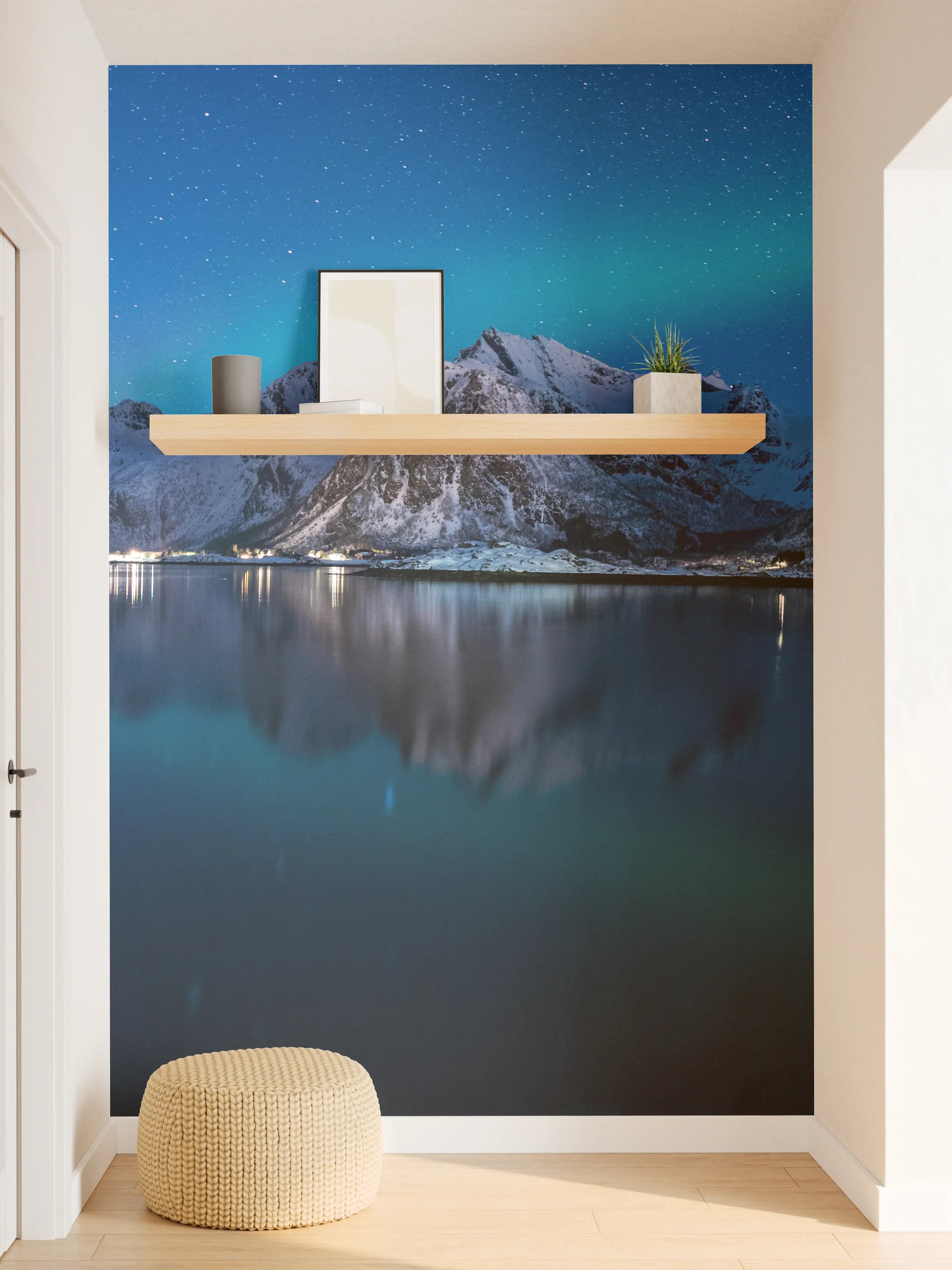 Wandverkleidung Flur - Polarlichter am Himmel von Norwegen