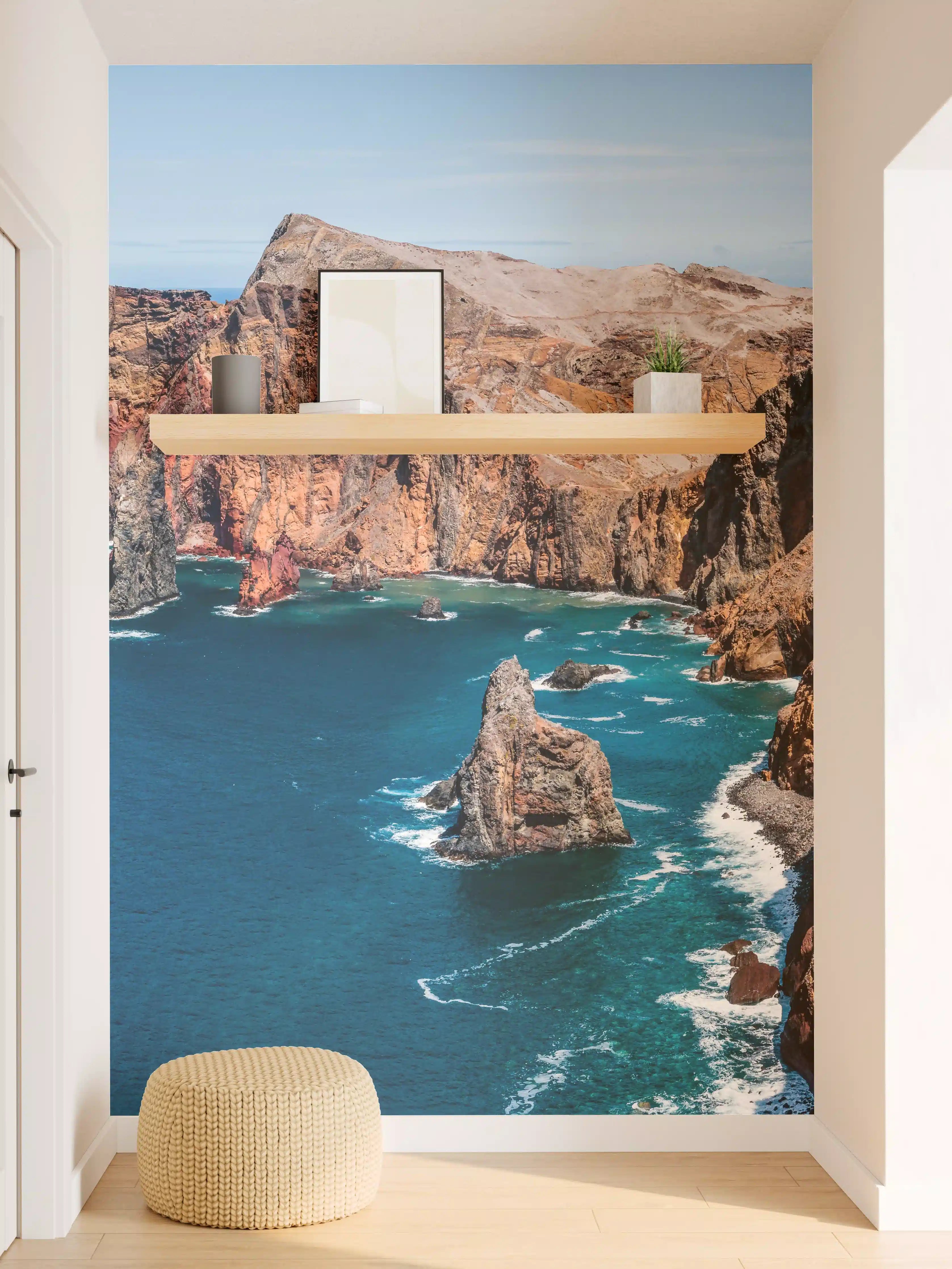 Wandverkleidung Flur - Portugal Felsklippen, Tiefes Blau