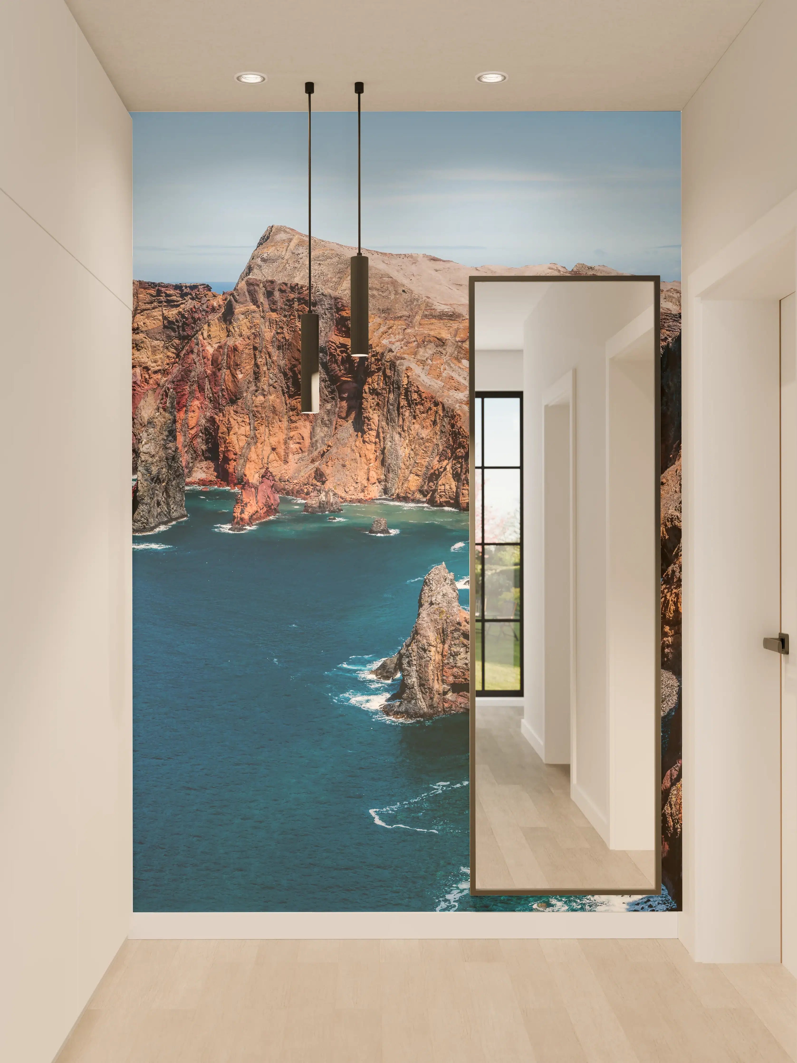 Wandverkleidung Flur - Portugal Felsklippen, Tiefes Blau