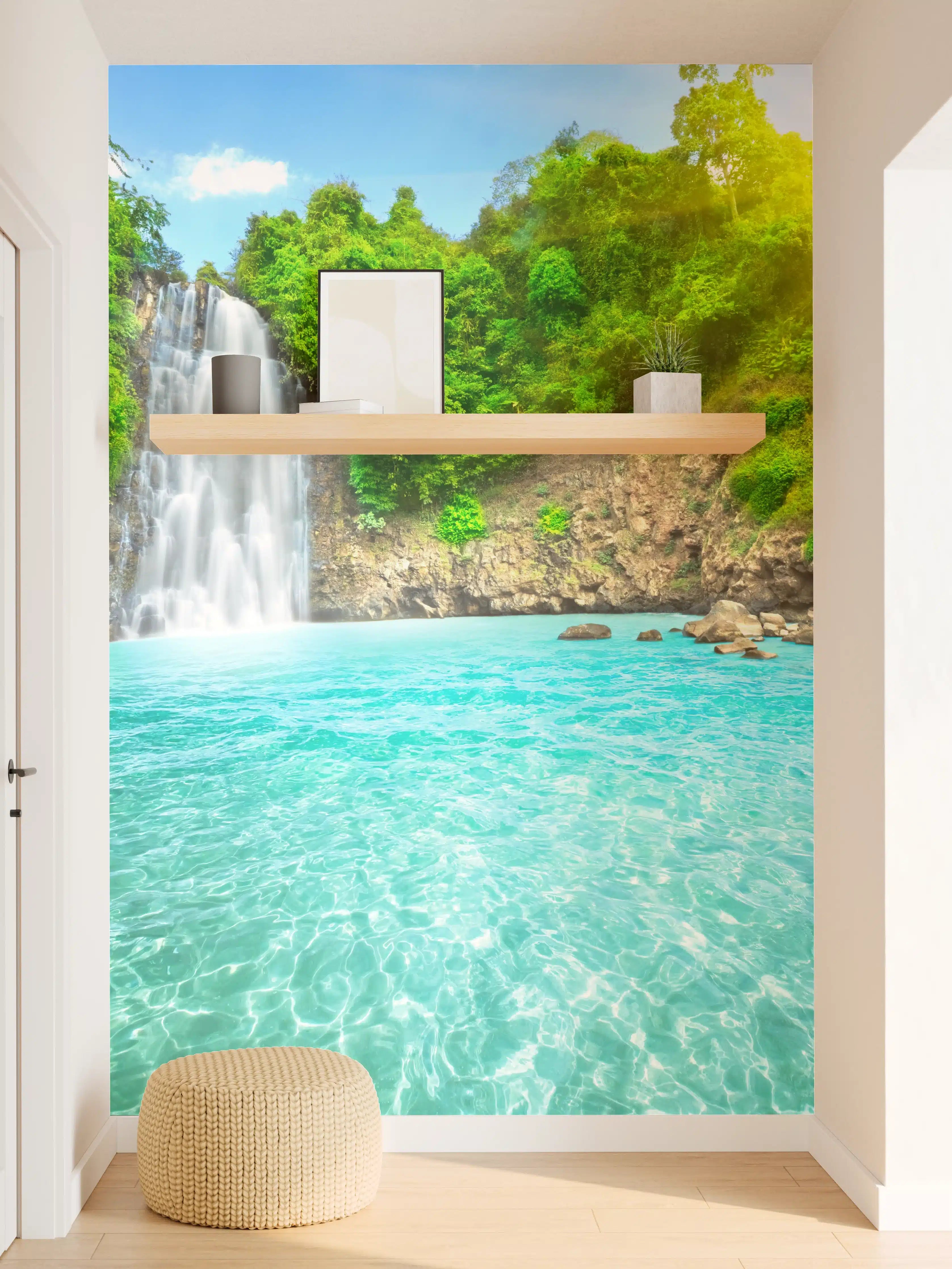 Wandverkleidung Flur - Prächtiger Wasserfall in der Natur