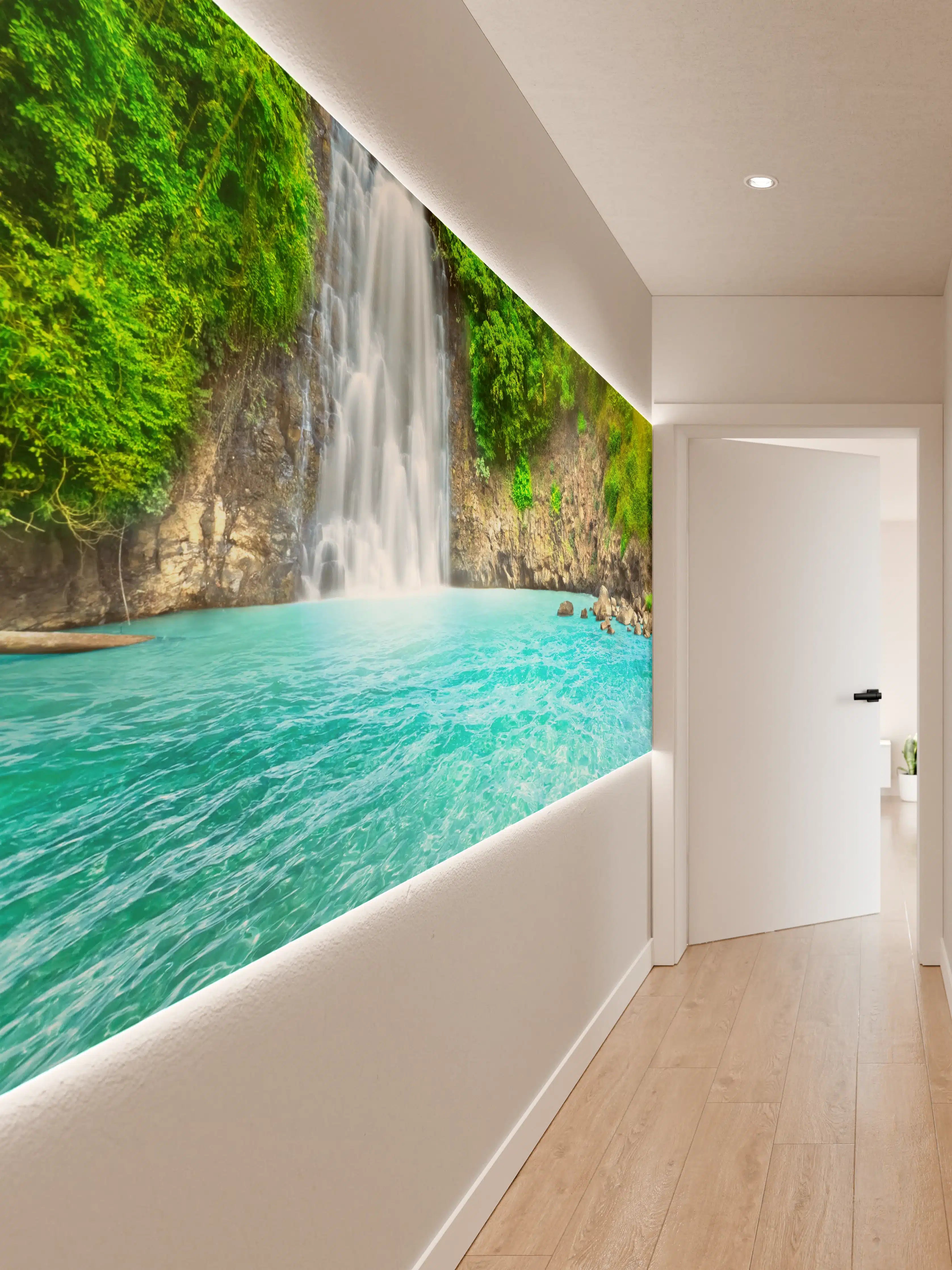 Wandverkleidung Flur - Prächtiger Wasserfall in der Natur