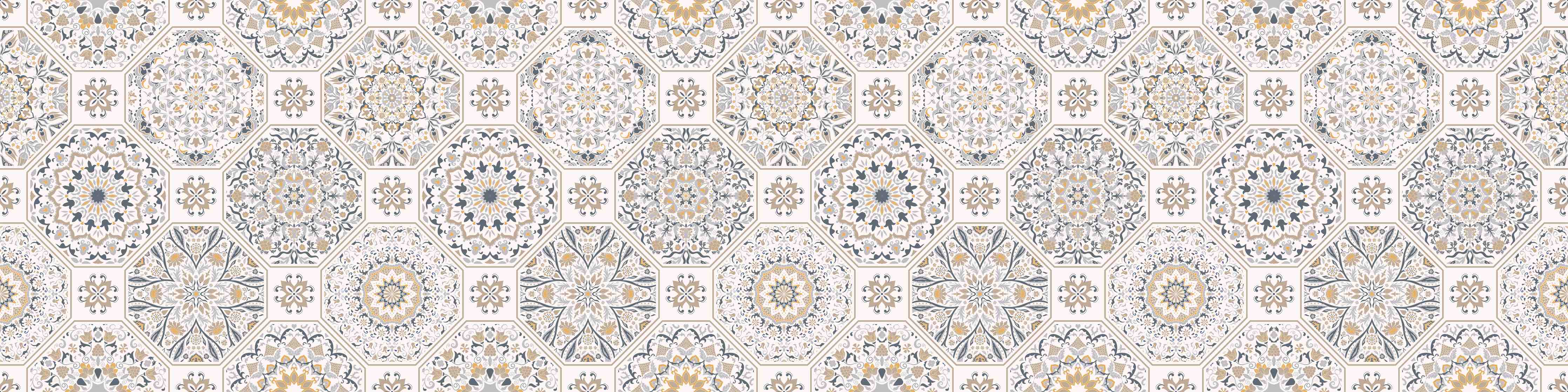 Wandverkleidung Flur-Premium Weiß-Grau Ornament-Muster