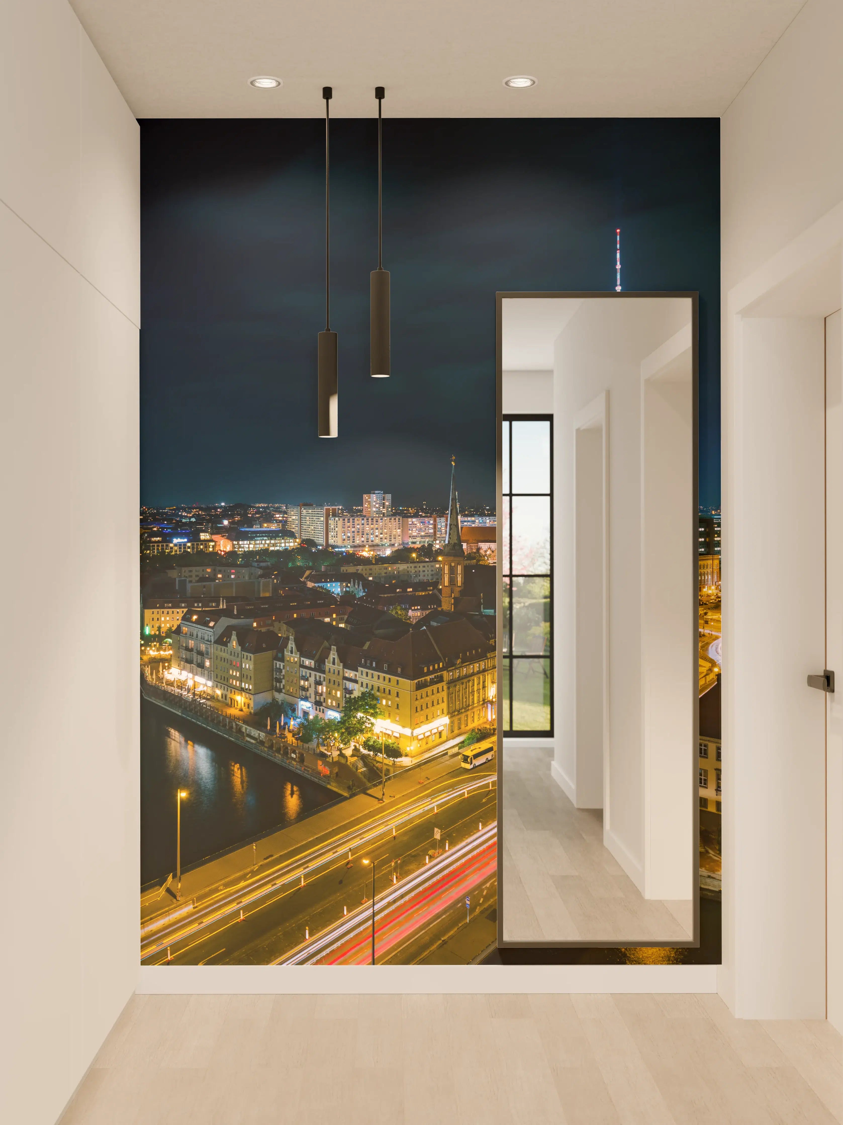 Wandverkleidung Flur - Pusteblume schwarz-weiß Hintergrund