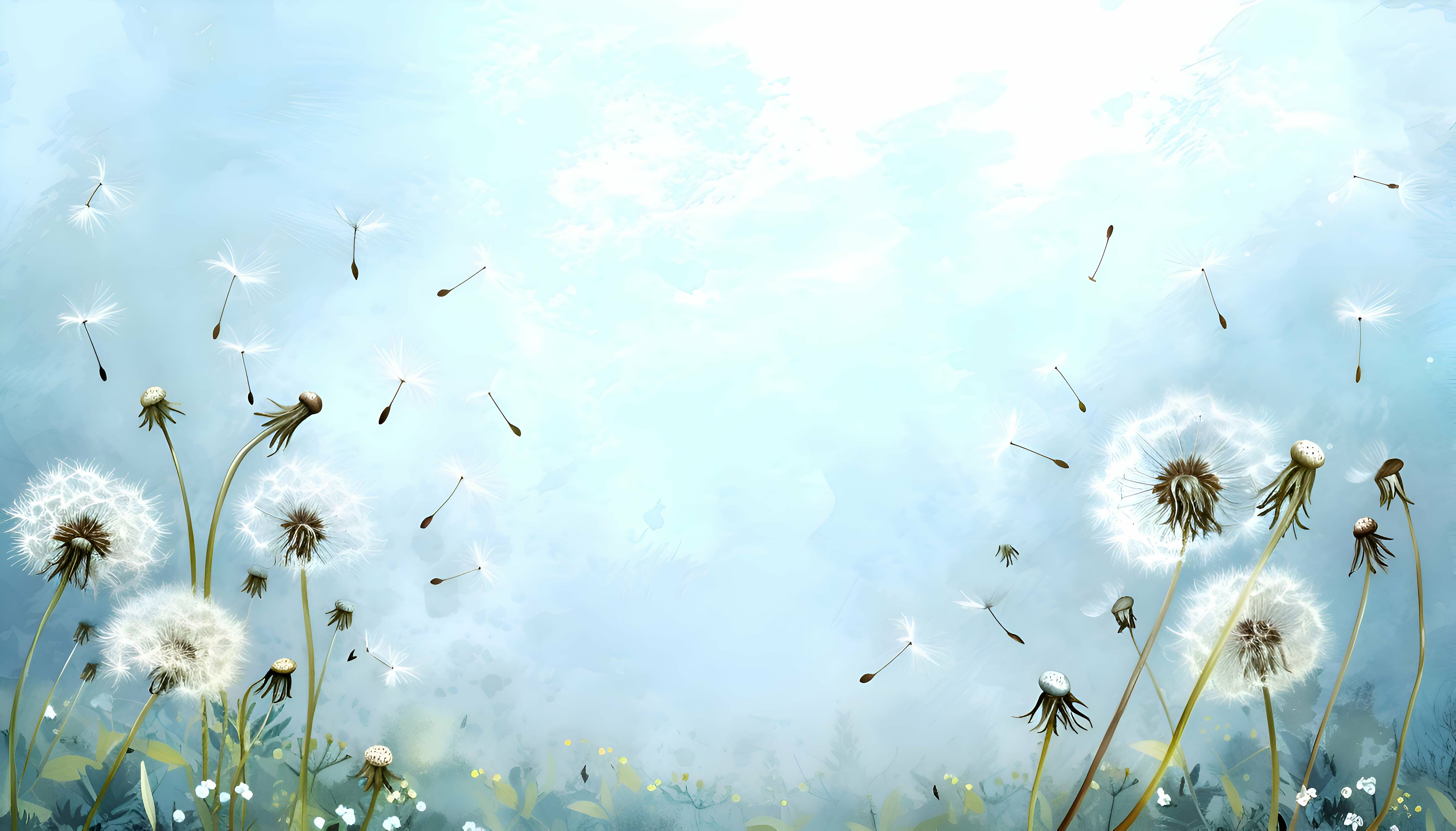 Wandverkleidung Flur-Pusteblumen im blauen Himmel