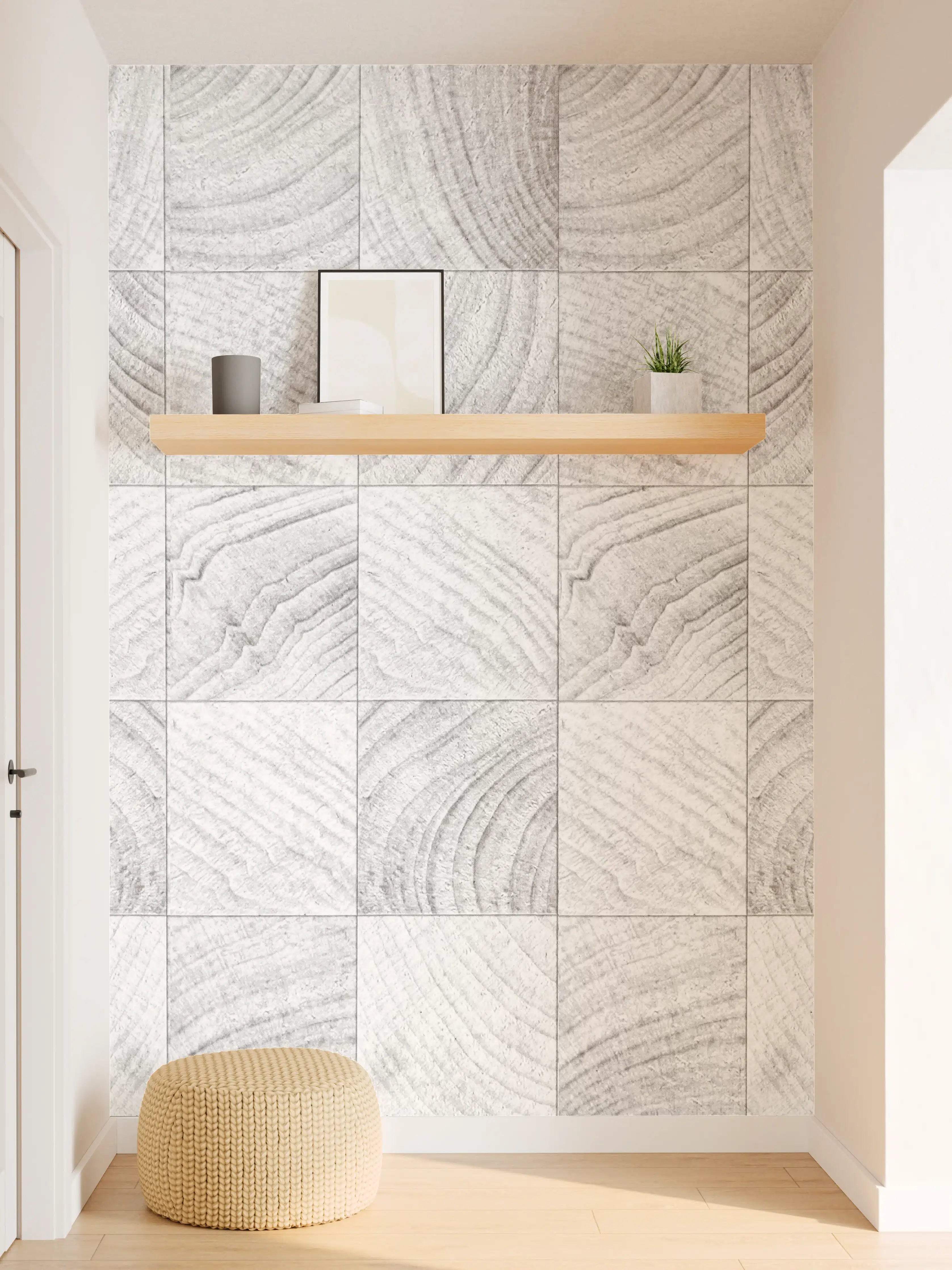 Wandverkleidung Flur - Quadratische Holzartige Fliesen