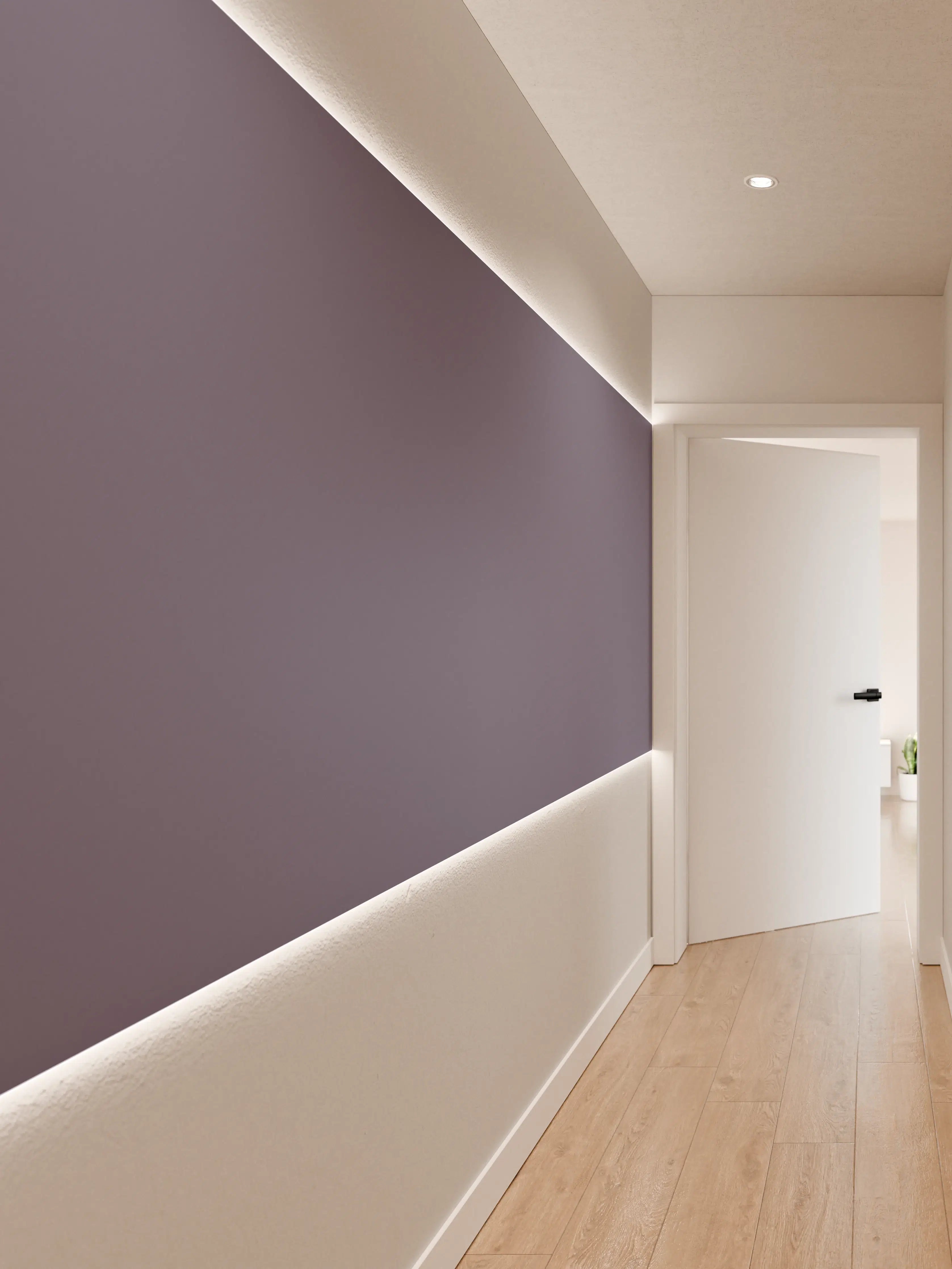 Wandverkleidung Flur - RAL 4012 (Perlbrombeere)