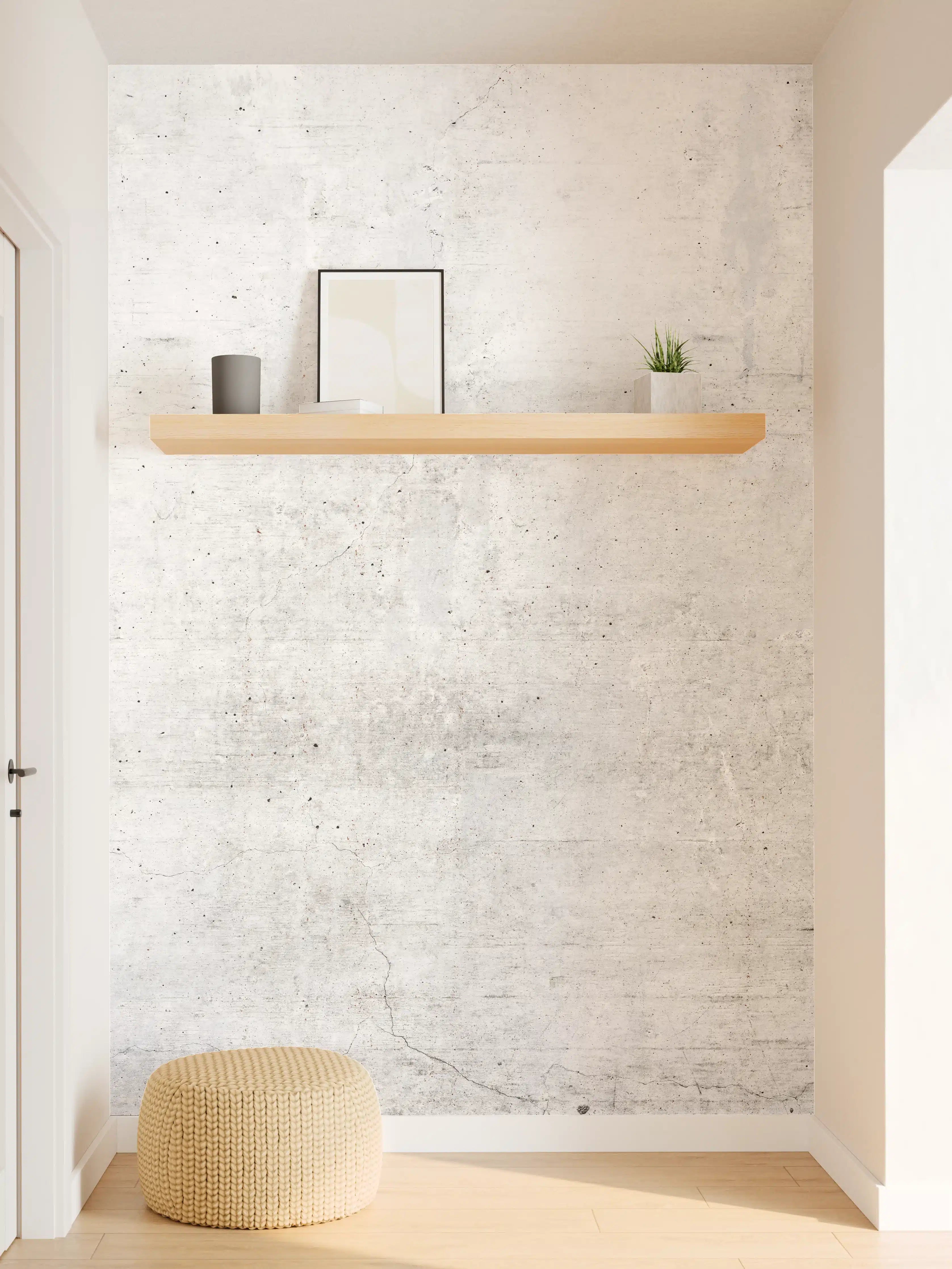 Wandverkleidung Flur - Rauer weißer Beton