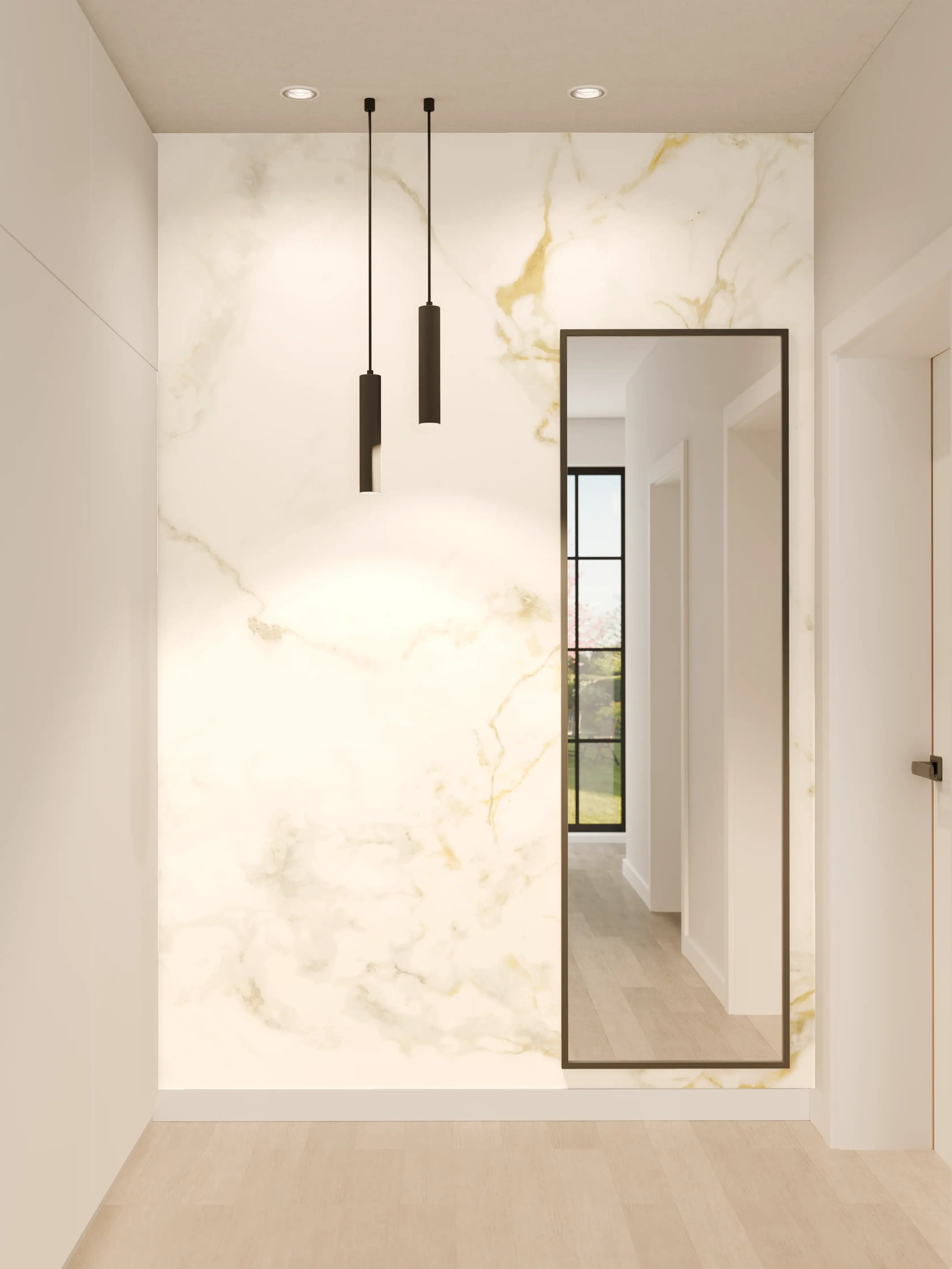 Wandverkleidung Flur - Realistische Goldmarmor Textur