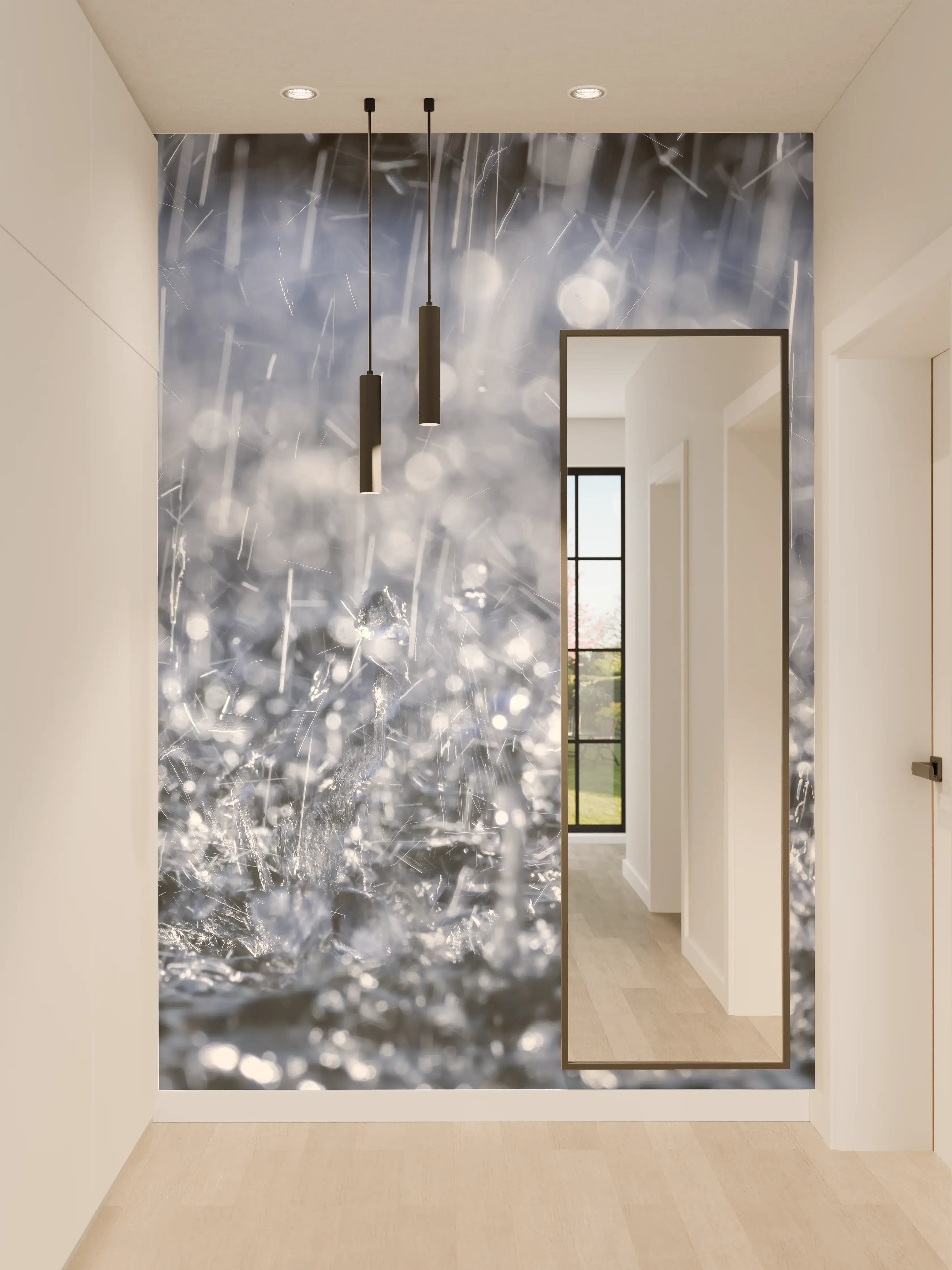 Wandverkleidung Flur - Regentropfen im Detail